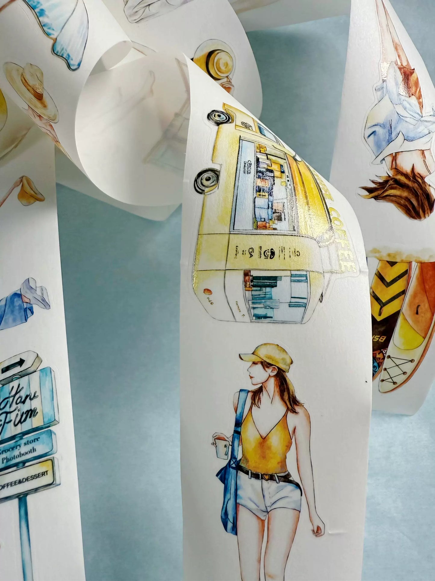 ZaoZao Vol3【Vacation】Original Design Kiss-Cut Washi PET Tape Stickers,for Scrapbook Supplies,Journaling,Junk Journal,Bullet Journal,Planner Stickers