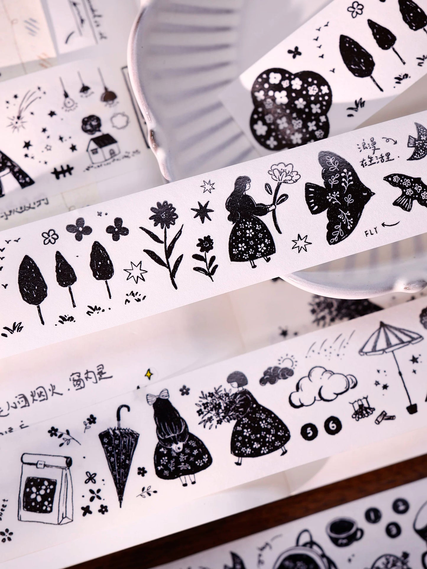 XiaoBaiJia Salt Series【Plain Color Painting】Pre-cut Orginal Design Mall Figures Embellish Washi/Pet Tape Light Retro Stickers
