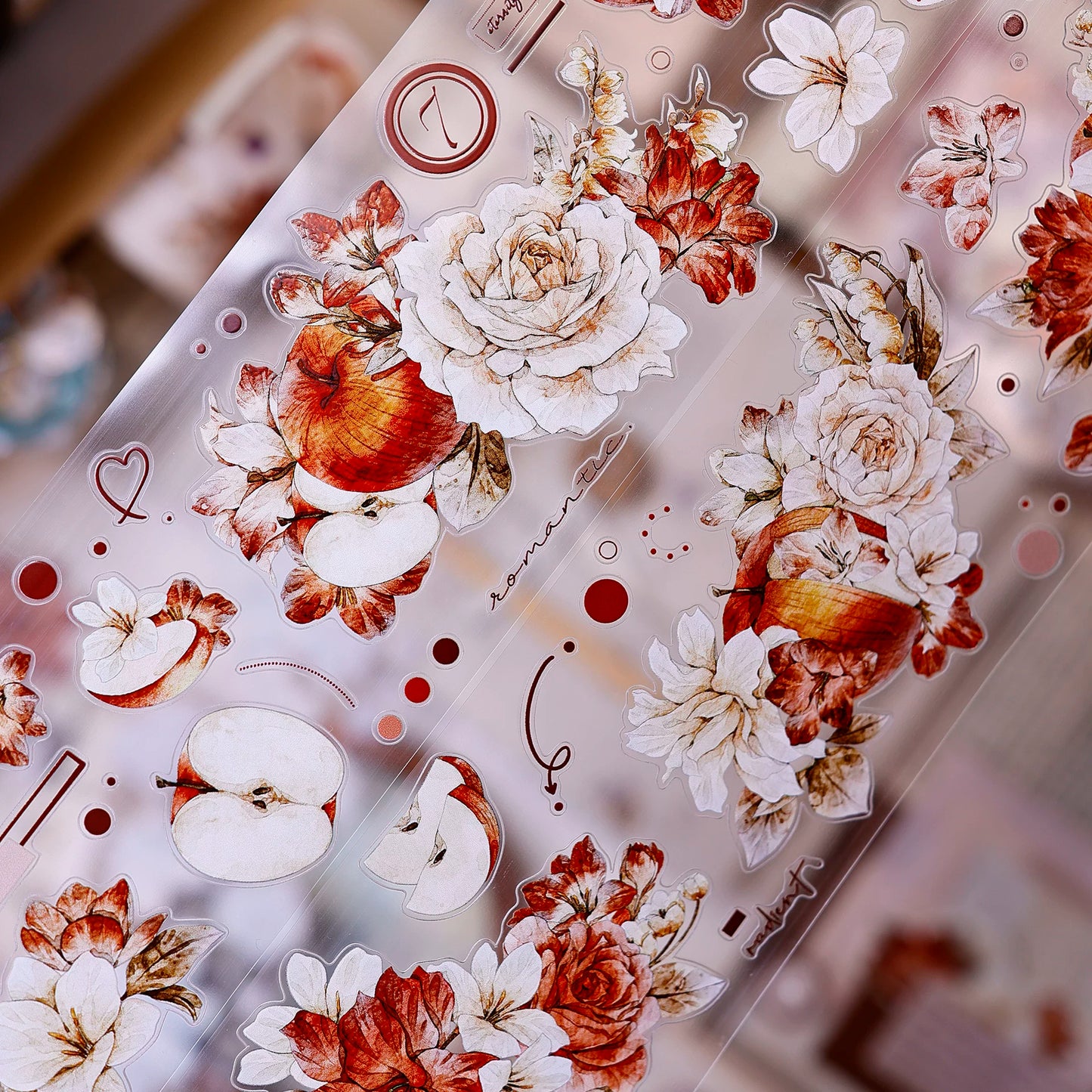 XiaoBaiJia【Sweet Dream Blossoms】Orginal Design Kiss-cut Washi/Pet Floral Tape Light Retro Landscaping Stickers