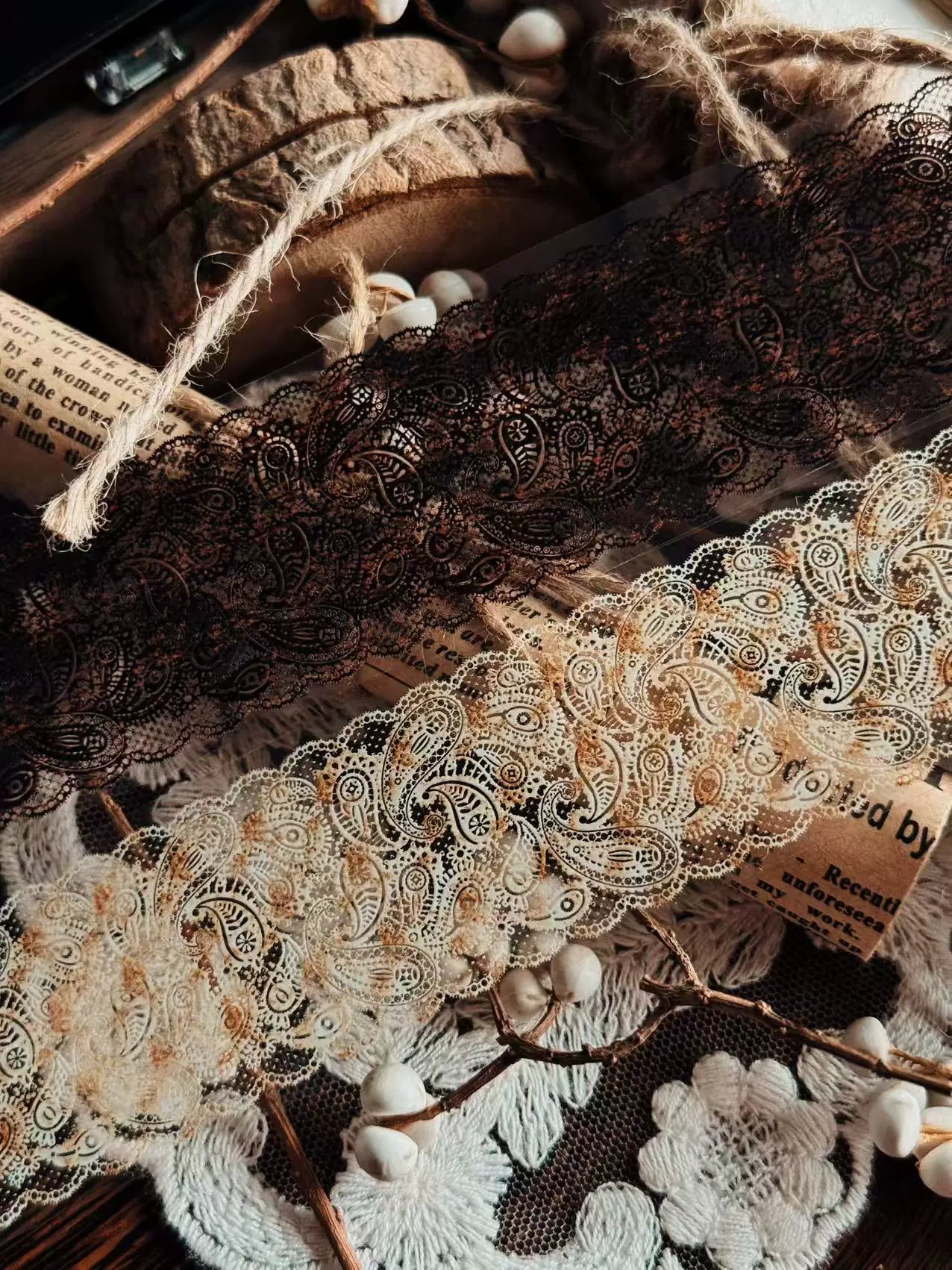 Linlanxi Vol13【Vintage Lace Trim】Original Design Retro Broken Paper Bookkeeping Washi Pet Tape