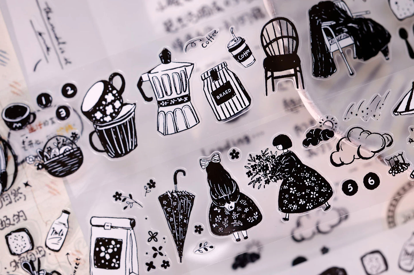 XiaoBaiJia Salt Series【Plain Color Painting】Pre-cut Orginal Design Mall Figures Embellish Washi/Pet Tape Light Retro Stickers