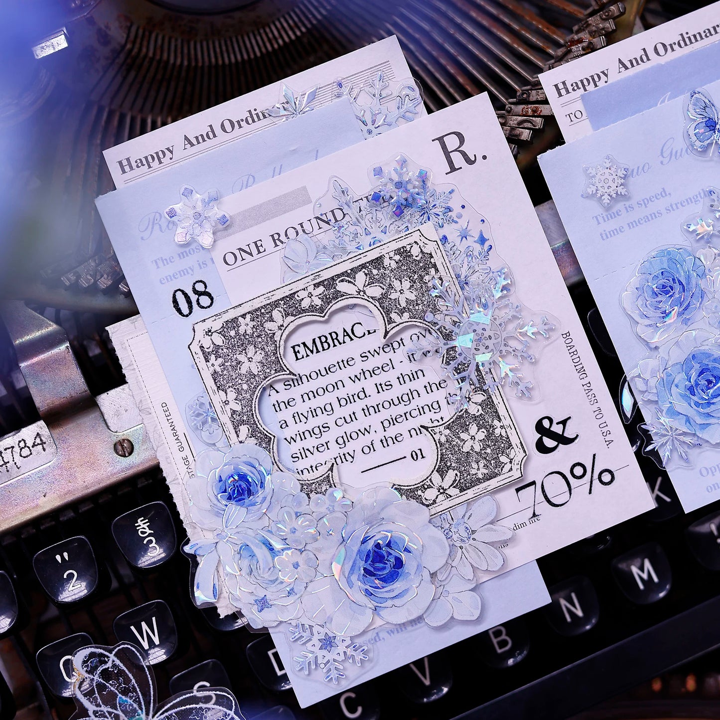 XiaoBaiJia Salt Series【Yingxue Blue】Orginal Design Kiss-cut Washi/Pet Tape Light Retro Fresh Snowflakes Stickers