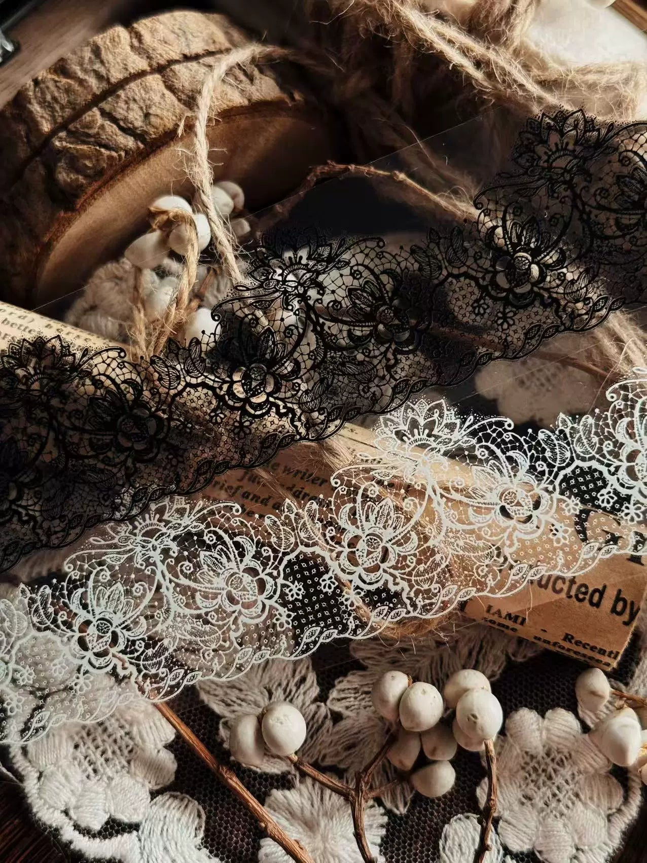 Linlanxi Vol13【Vintage Lace Trim】Original Design Retro Broken Paper Bookkeeping Washi Pet Tape
