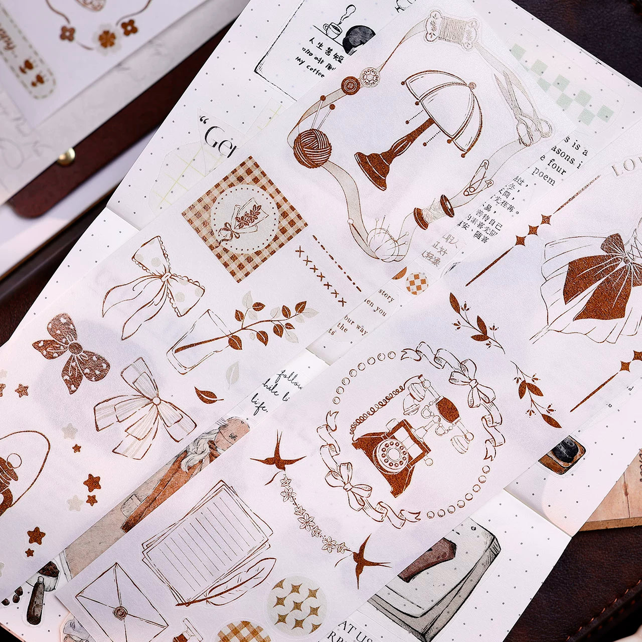 XiaoBaiJia Salt Series【Caramel Collection】Pre-cut Orginal Design Vintage Small Decorative Frame Washi/Pet Tape Light Retro Stickers
