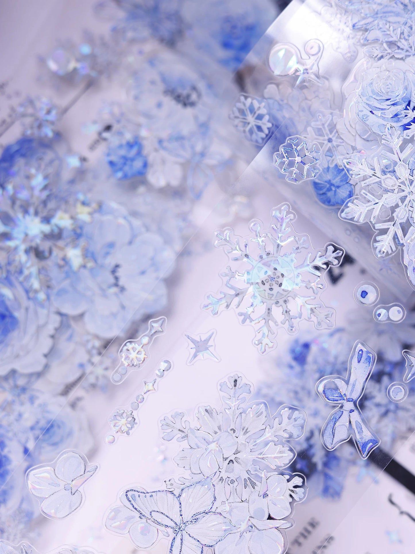 XiaoBaiJia Salt Series【Yingxue Blue】Orginal Design Kiss-cut Washi/Pet Tape Light Retro Fresh Snowflakes Stickers