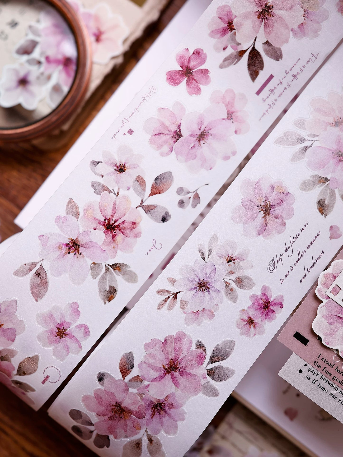 XiaoBaiJia Salt Series【Pink Mist Letter Paper】Pre-cut Orginal Design Washi/Pet Tape Light Retro Stickers