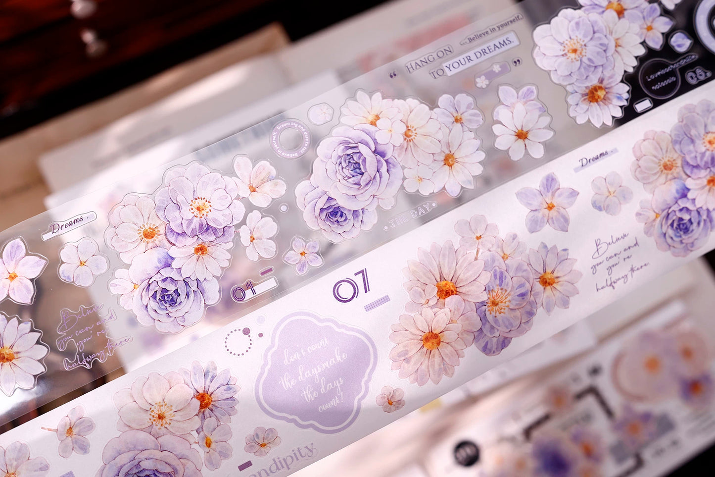 XiaoBaiJia【Shallow Smoke Blooming Flowers】Orginal Design Floral Washi Pet Tape Light Retro Landscaping Stickers