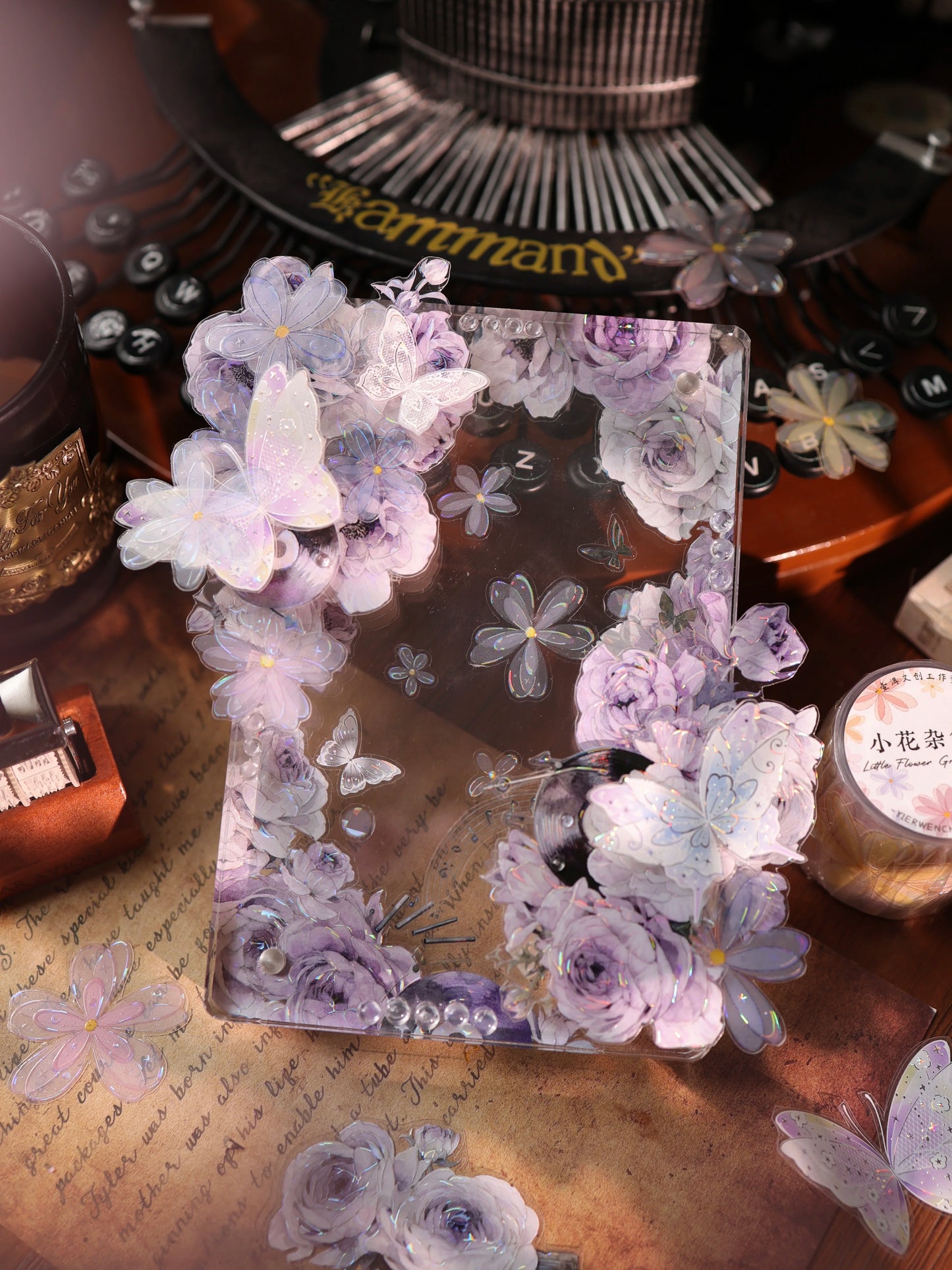 YiEr Vol17【Purple Echo】Kiss-cut Floral Washi Tape and PET Stickers