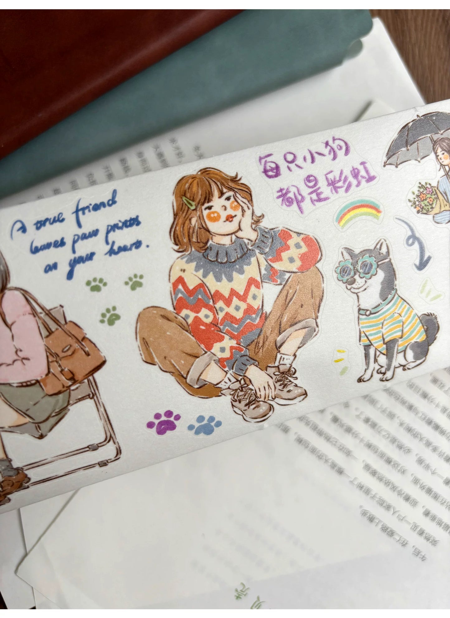 ZiYuanSu【Cute Pet Time】Cat and Dog Scene Pre-cut Washi/PET Tape