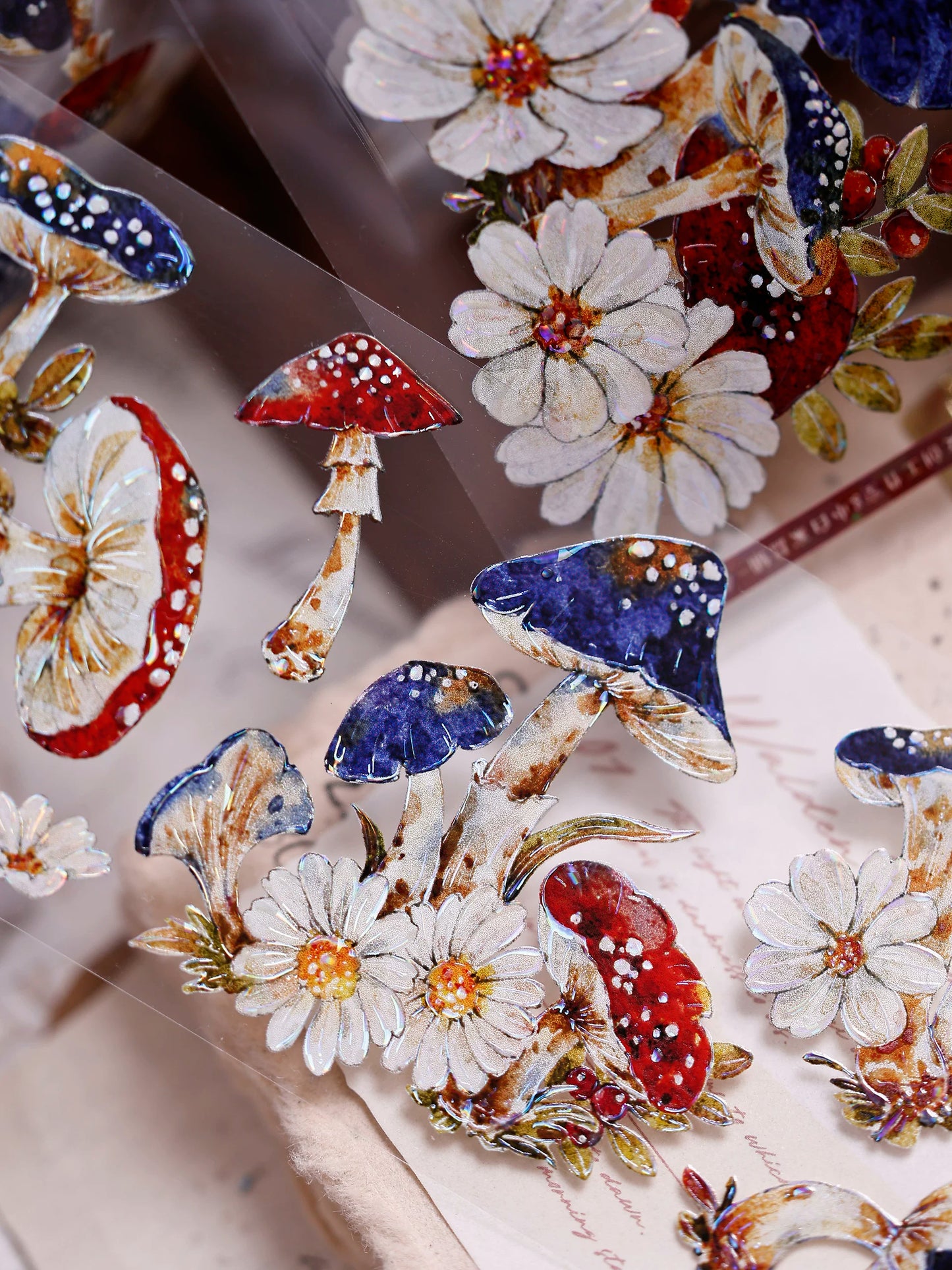 XiaoBaiJia【Mushroom Tales in the Woods】Orginal Design Kiss-cut Washi Pet Floral Tape Light Retro Landscaping Stickers