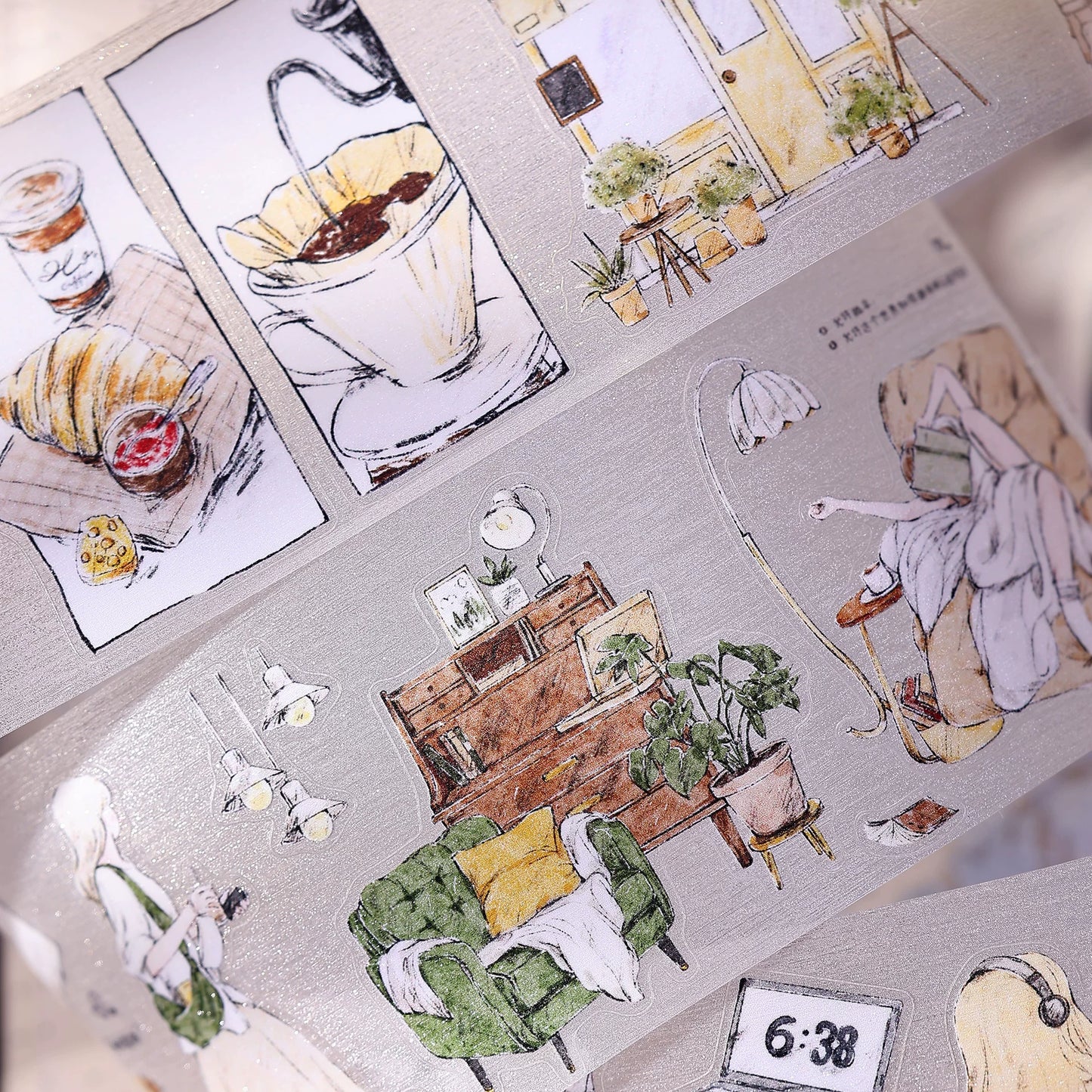 XiaoBaiJia Salt Series【A Person's Daily Routine】Pre-cut Orginal Design Washi/Pet Tape Light Retro Stickers