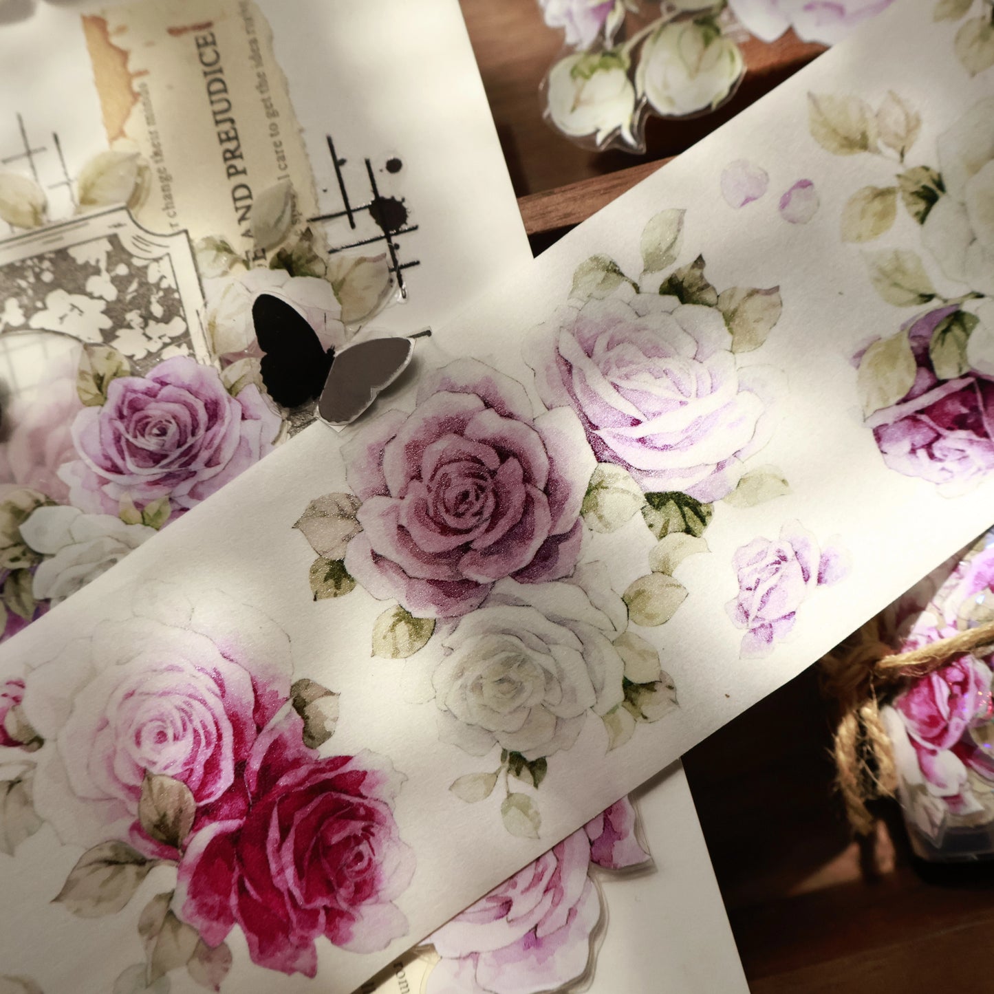 YiEr Vol15【Starry Purple】Orginal Design Pre-cut Washi/Pet Floral Tape Light Retro Landscaping Stickers