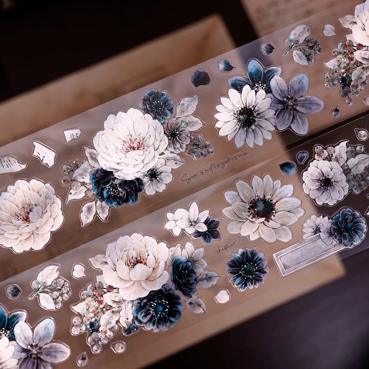 XiaoBaiJia【Old Color Floral Traces】Pre-cut Floral Orginal Design Taiwan Washi Pet Tape Light Retro Stickers