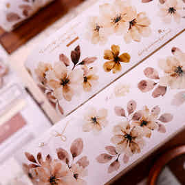 XiaoBaiJia Salt Series【Warm Yellow Fragrant Branches】Pre-cut Orginal Design Washi/Pet Tape Light Retro Stickers