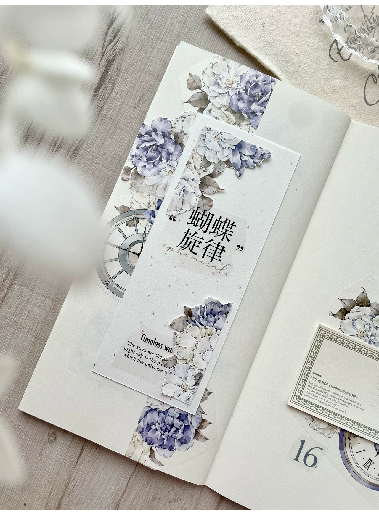 TianCheng-Vol5【Purple Twilight】Floral  Washi/PET Tape,for Scrapbook Supplies,Scrapbook Tape Stickers,Junk Journal Supplies