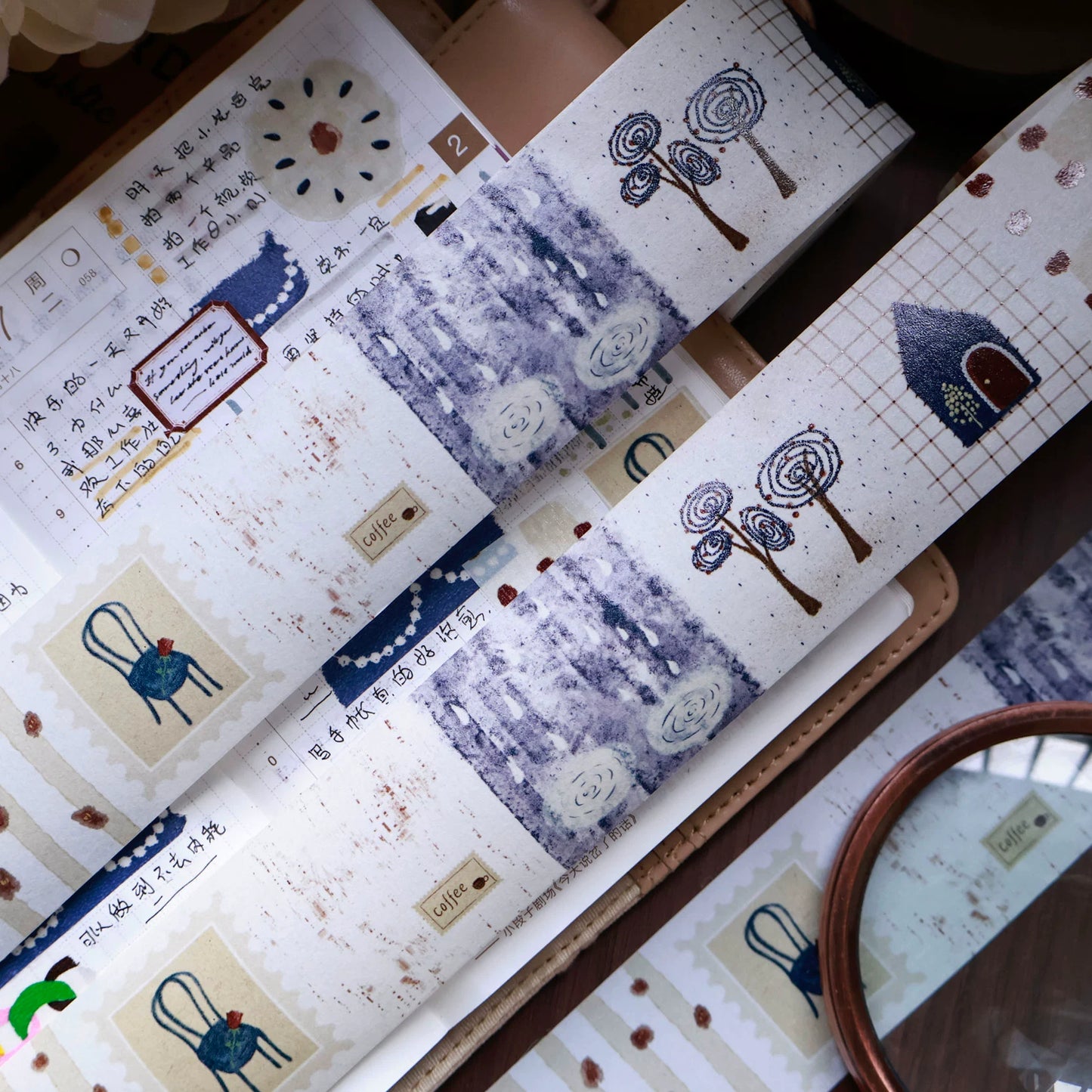 YiEr Minimalist Style Vol4【Old Tune】Pre-cut Light Retro Orginal Design Washi Pet Tape Landscape Stickers
