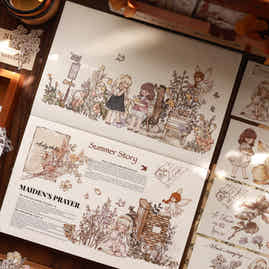 XiaoBaiJia【Spring Trail】Light Retro Orginal Design Washi Pet Floral Tape Light Retro Landscaping Stickers