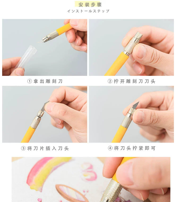 Handheld Pen Knife,Cutting Pad,Cutting tape,Cutting Pen Knife,Rubber Seal Carving Knife,Cutting Paper Pen,Handmade Knife,Art Knife