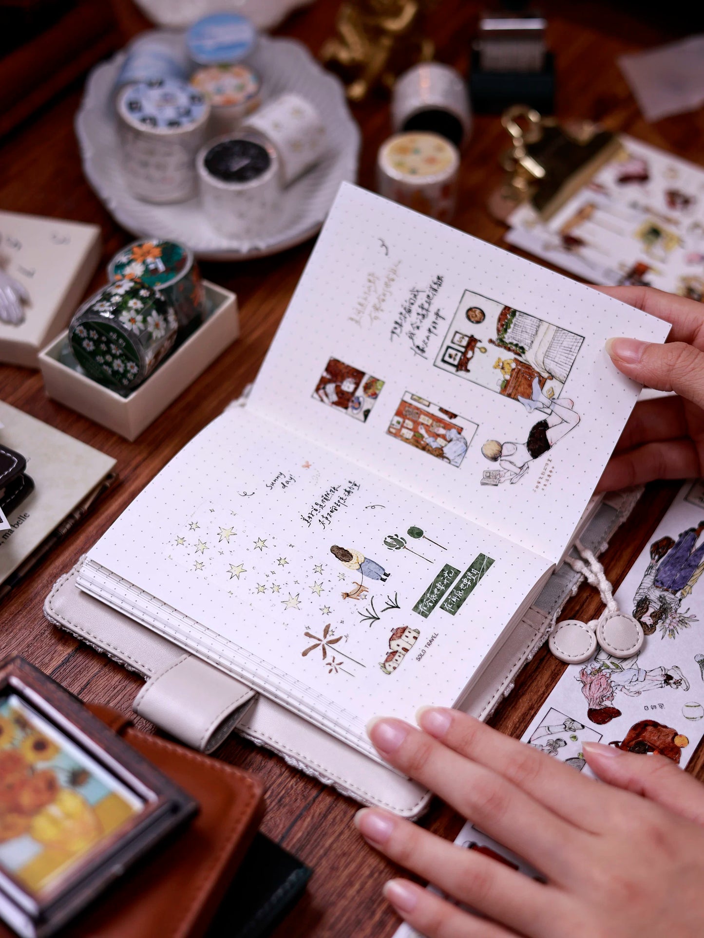 XiaoBaiJia Salt Series【Life Scroll】Pre-cut Orginal Design Washi/Pet Tape Light Retro Stickers