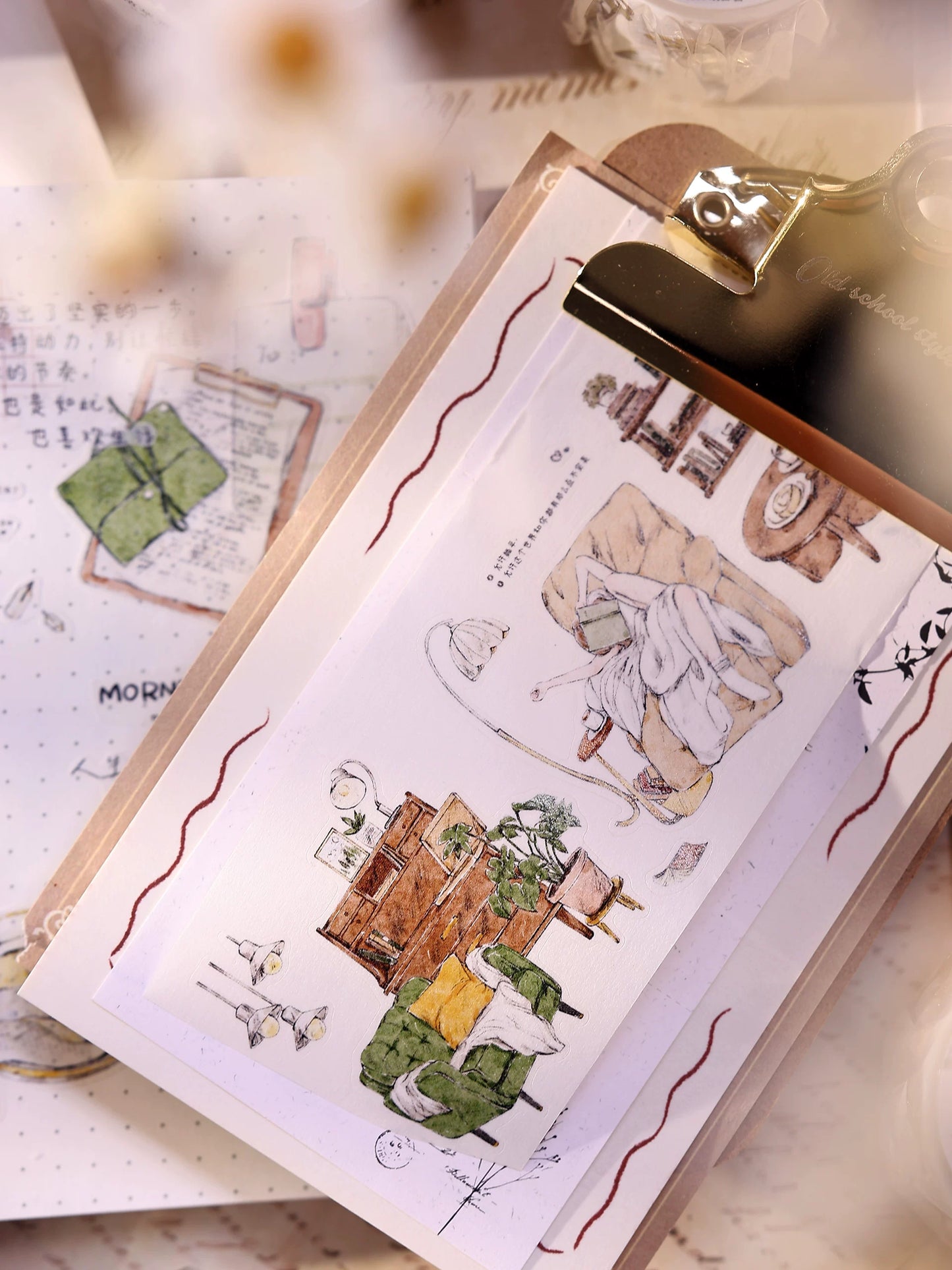 XiaoBaiJia Salt Series【A Person's Daily Routine】Pre-cut Orginal Design Washi/Pet Tape Light Retro Stickers