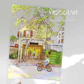 Moodtape【Street Corner Time】Street View Landscap Original Design Washi/Pet Tape Stickers,for Scrapbook Supplies,Scrapbook Tape Stickers,Junk Journal Supplies