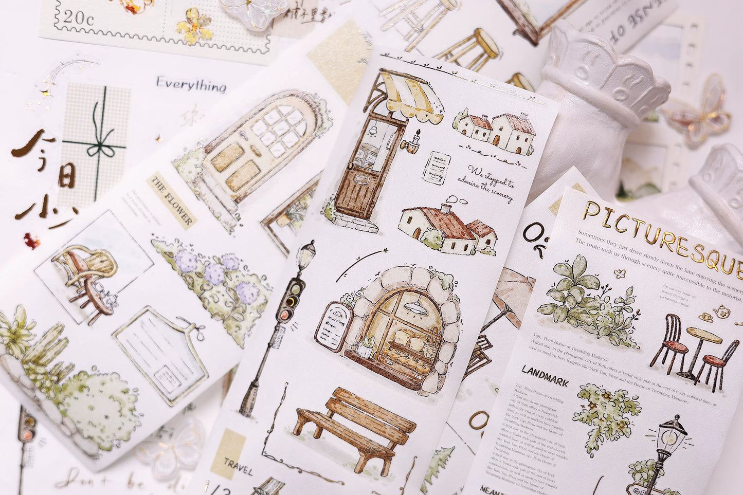 XiaoBaiJia Salt Series【Plain and Delicate】Pre-cut Orginal Design Washi/Pet Tape Light Retro Stickers