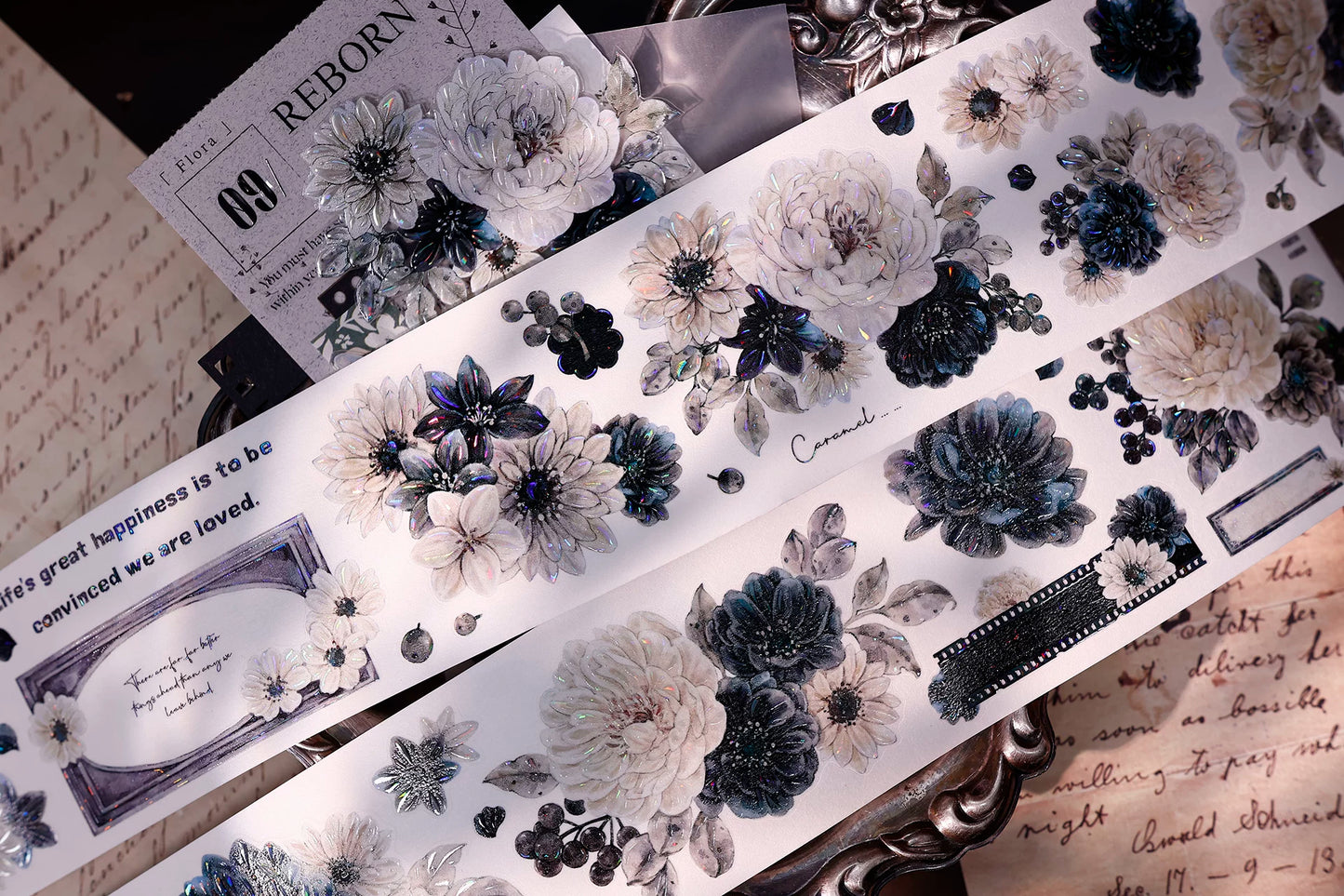 XiaoBaiJia【Old Color Floral Traces】Pre-cut Floral Orginal Design Taiwan Washi Pet Tape Light Retro Stickers