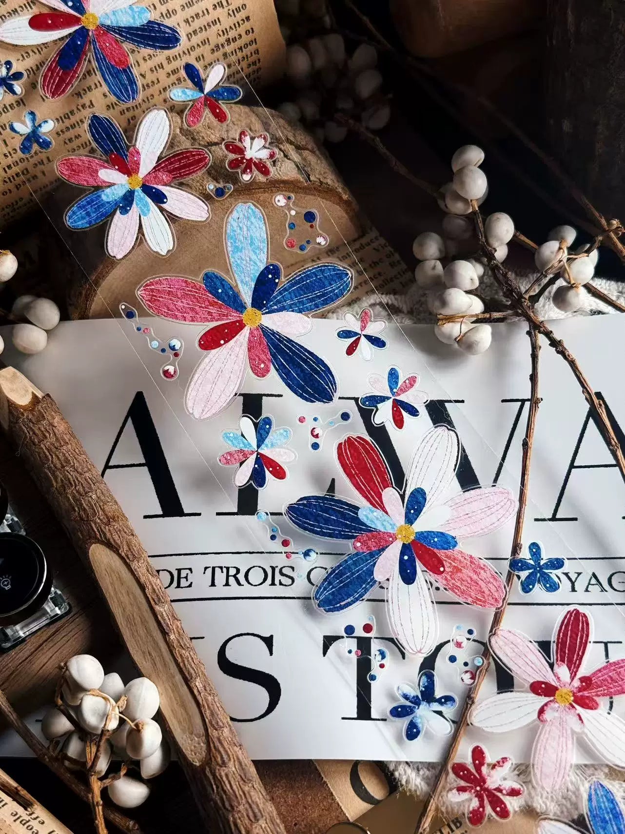 Linlanxi Vol14【Gelaier】【Blue Pink Dai】Original Design Retro Exquisite Vintage Decorative Washi/Pet Tape