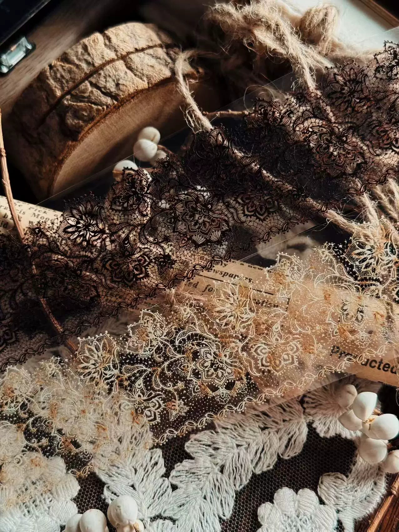 Linlanxi Vol13【Vintage Lace Trim】Original Design Retro Broken Paper Bookkeeping Washi Pet Tape