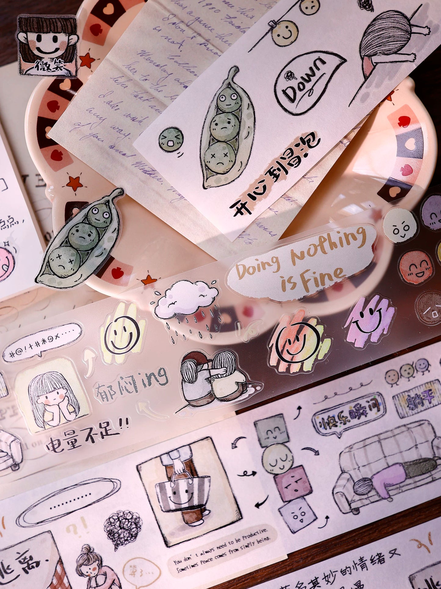 XiaoBaiJia Salt Series【Small Emotions】Pre-cut Orginal Design Vintage Text Washi/Pet Tape Light Retro Stickers