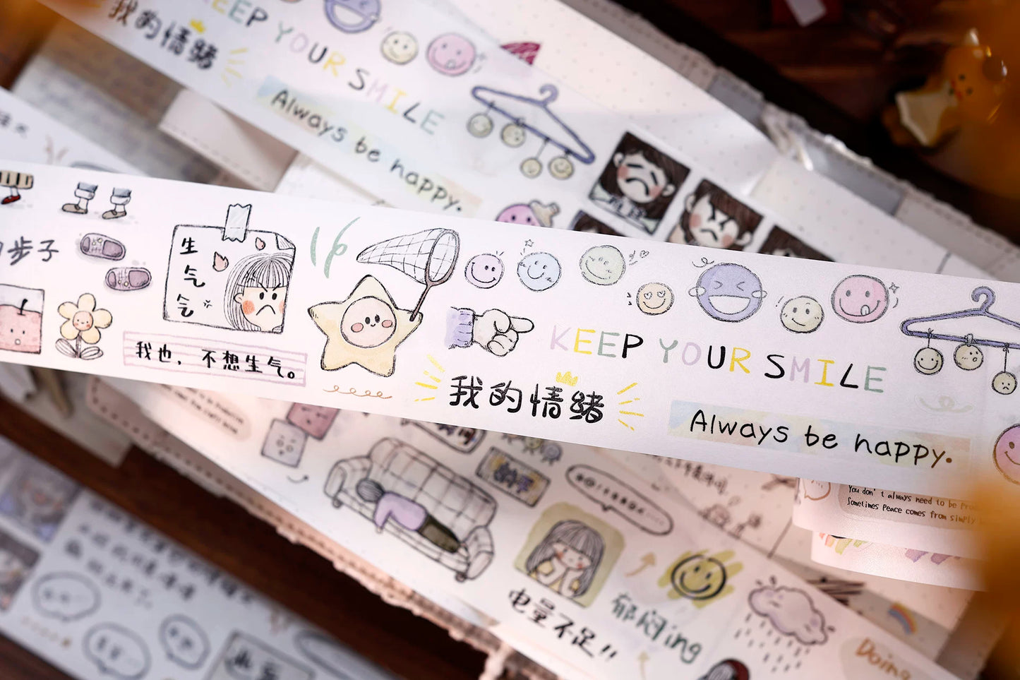 XiaoBaiJia Salt Series【Small Emotions】Pre-cut Orginal Design Vintage Text Washi/Pet Tape Light Retro Stickers