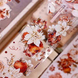 XiaoBaiJia【Sweet Dream Blossoms】Orginal Design Kiss-cut Washi/Pet Floral Tape Light Retro Landscaping Stickers