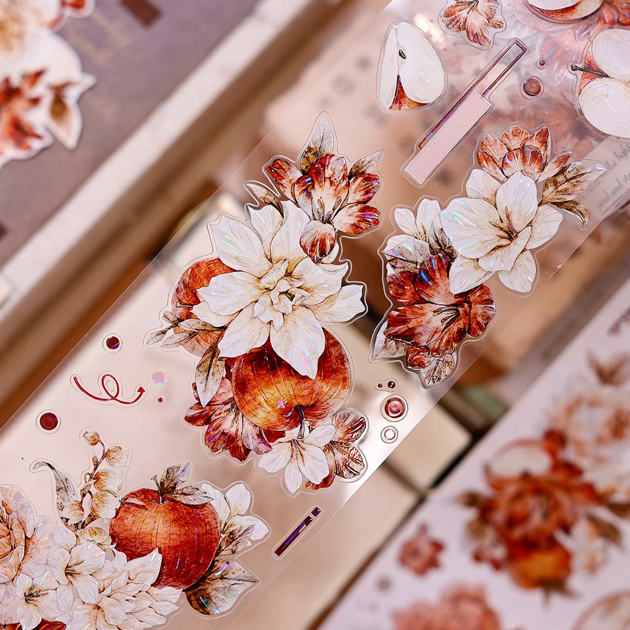 XiaoBaiJia【Sweet Dream Blossoms】Orginal Design Kiss-cut Washi/Pet Floral Tape Light Retro Landscaping Stickers