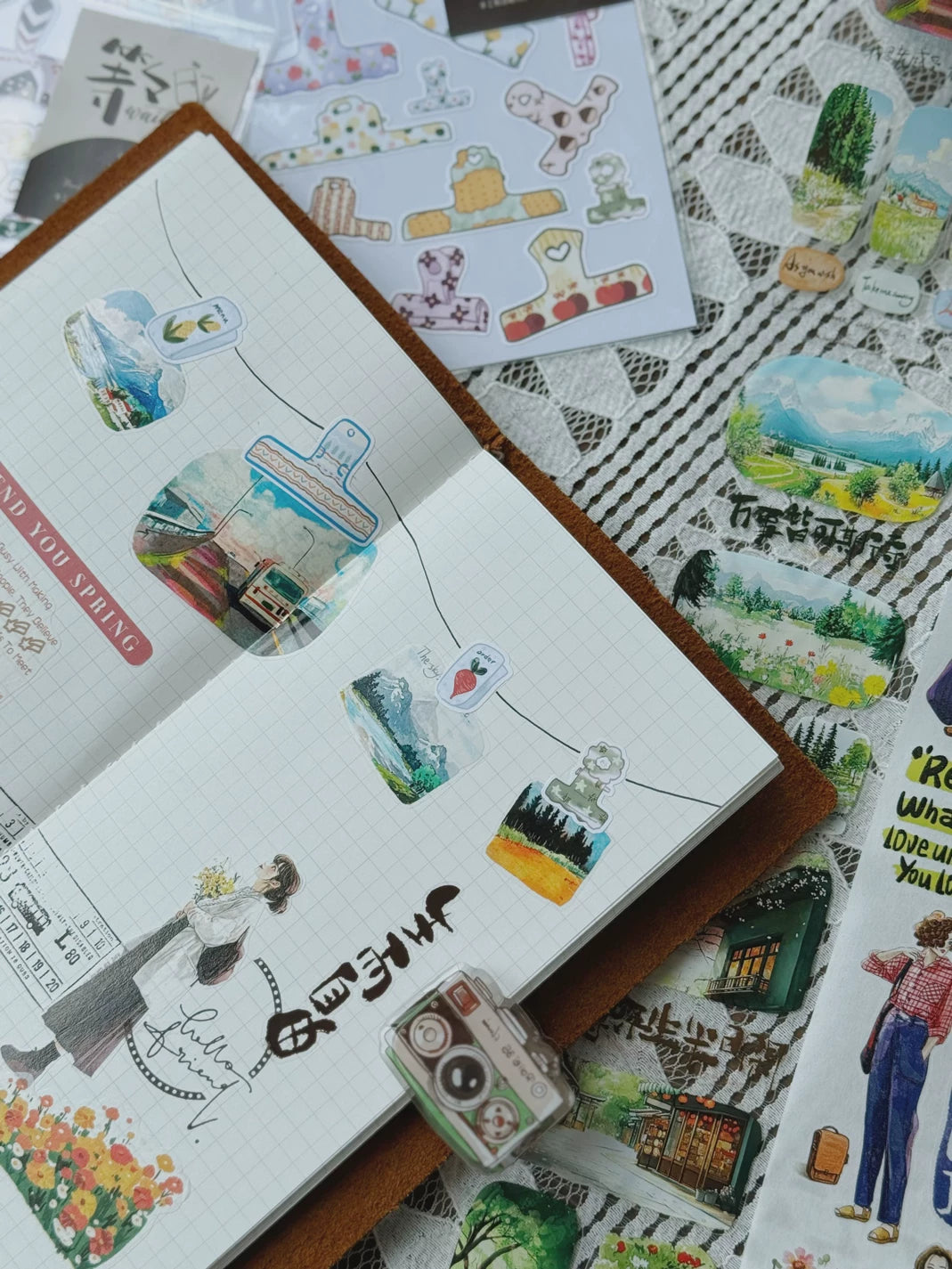 Wait Studio【Pick up Light Themed Scenery】Pre-cut Light Retro Washi/PET Tape