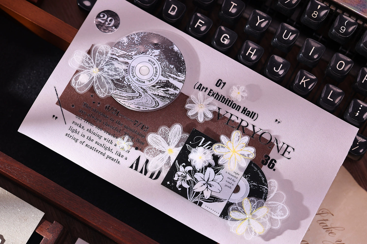 XiaoBaiJia【Echo】Light Retro Orginal Design Bordered Records Washi Pet Tape Landscape Stickers