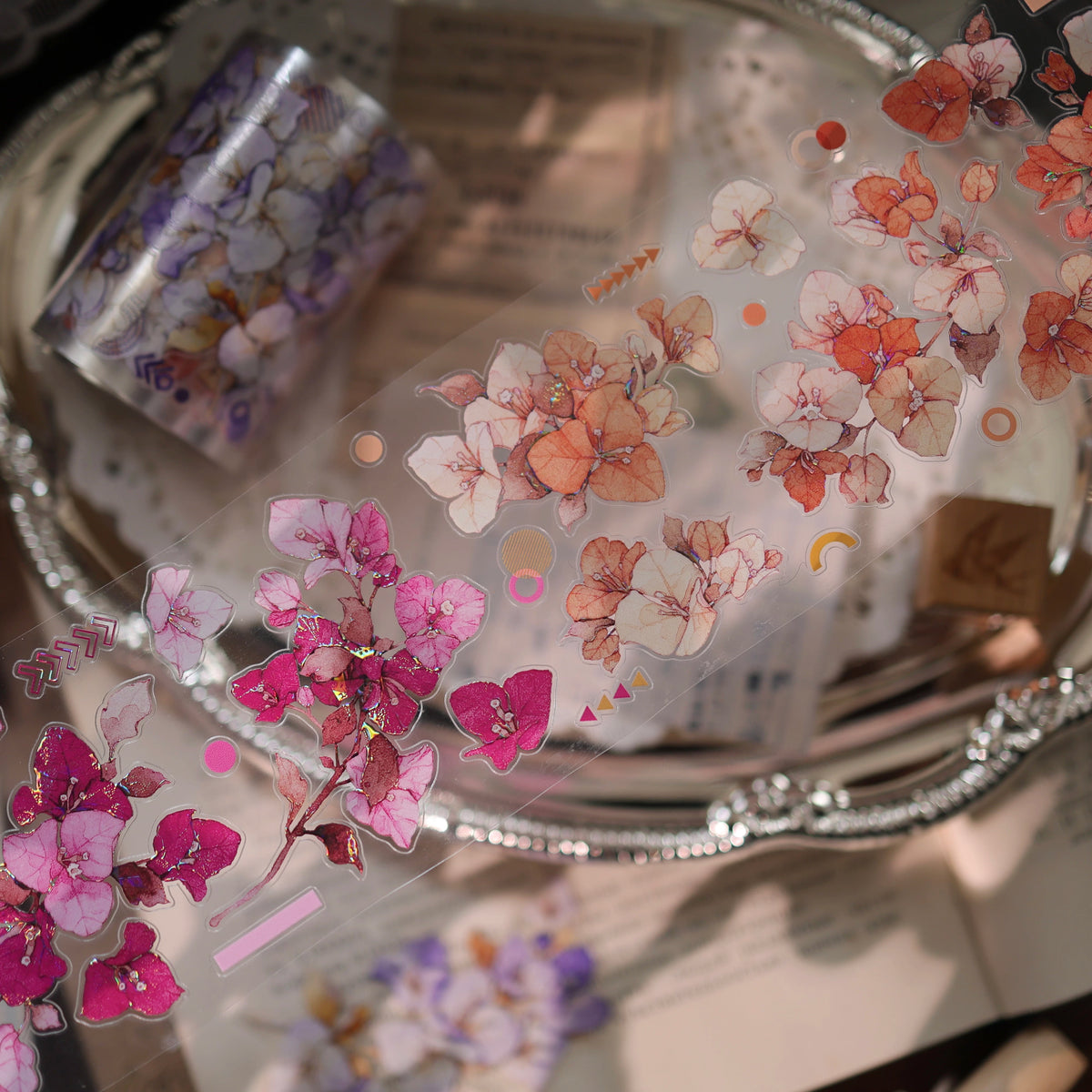 YiEr Vol18【Bougainvillea】Pre-cut Orginal Design Follower Washi Tape and PET Stickers
