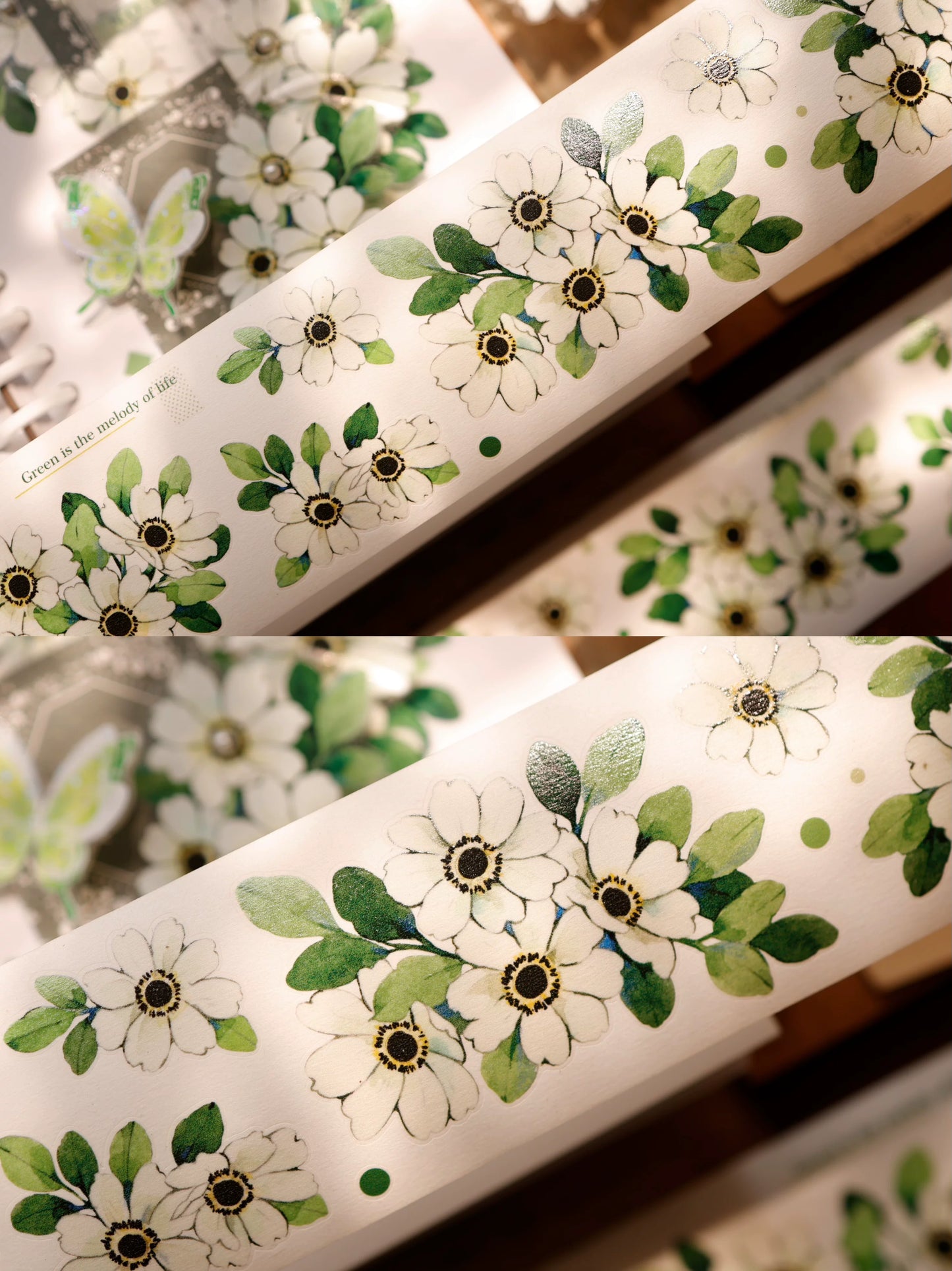 YiEr Vol17【Spring Field Green Letter】Kiss-cut Floral Washi Tape and PET Stickers