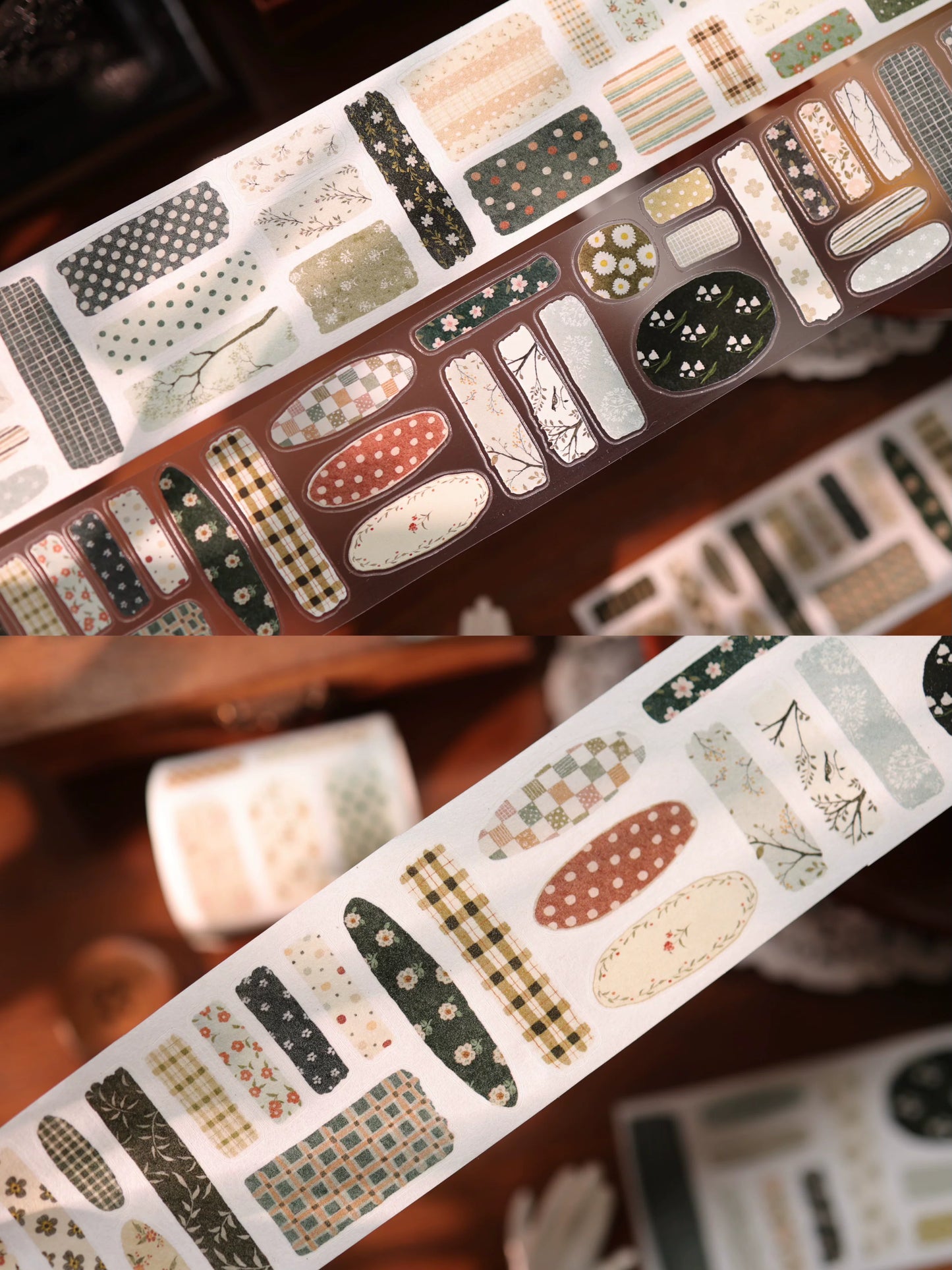 YiEr Vol17【Patchwork Floral】Kiss-cut Light Retro Floral Washi Tape and PET Stickers