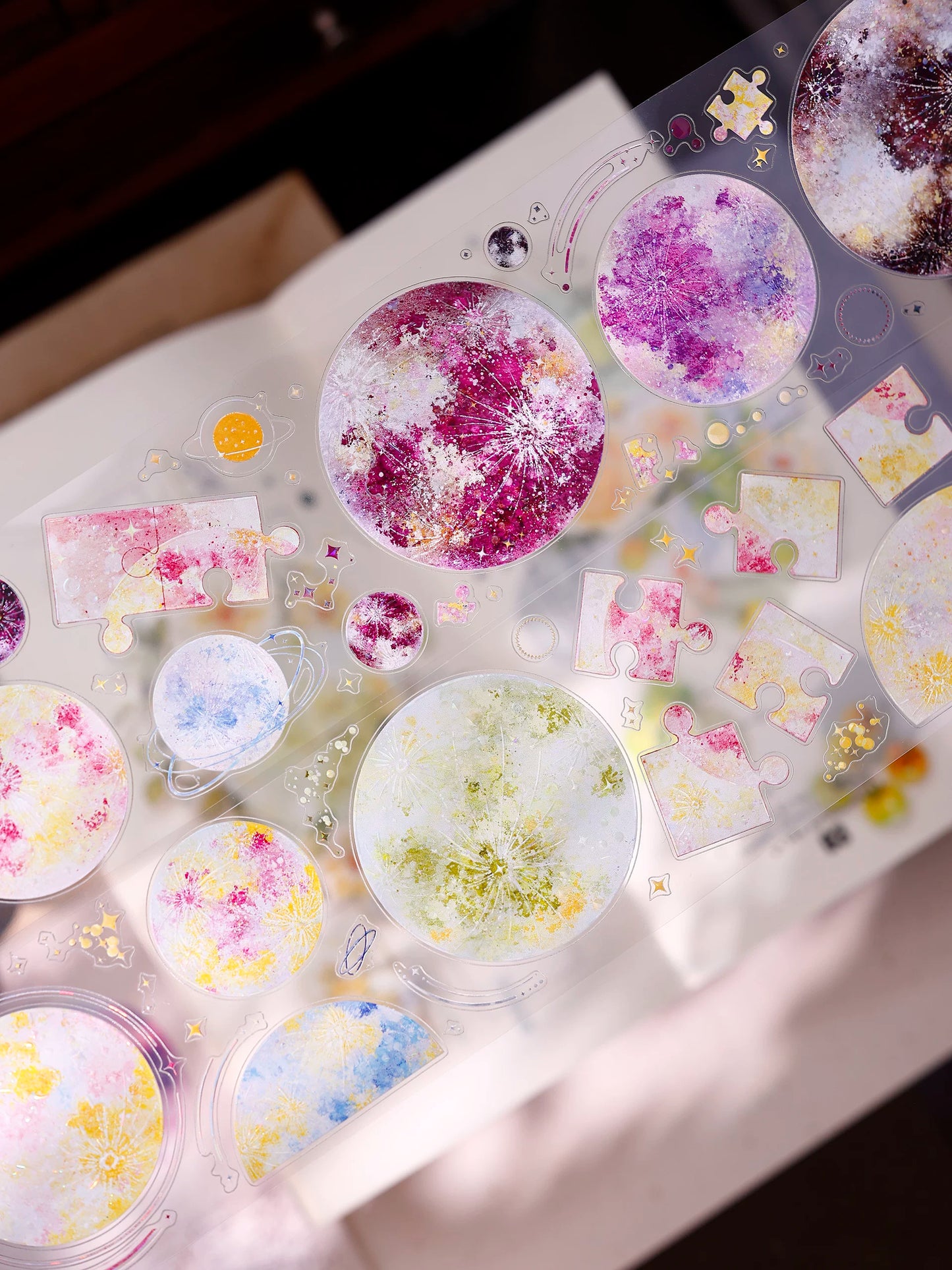 XiaoBaiJia【Starfall】Pre-cut Dream Planet Orginal Design Washi Pet Tape Light Retro Stickers