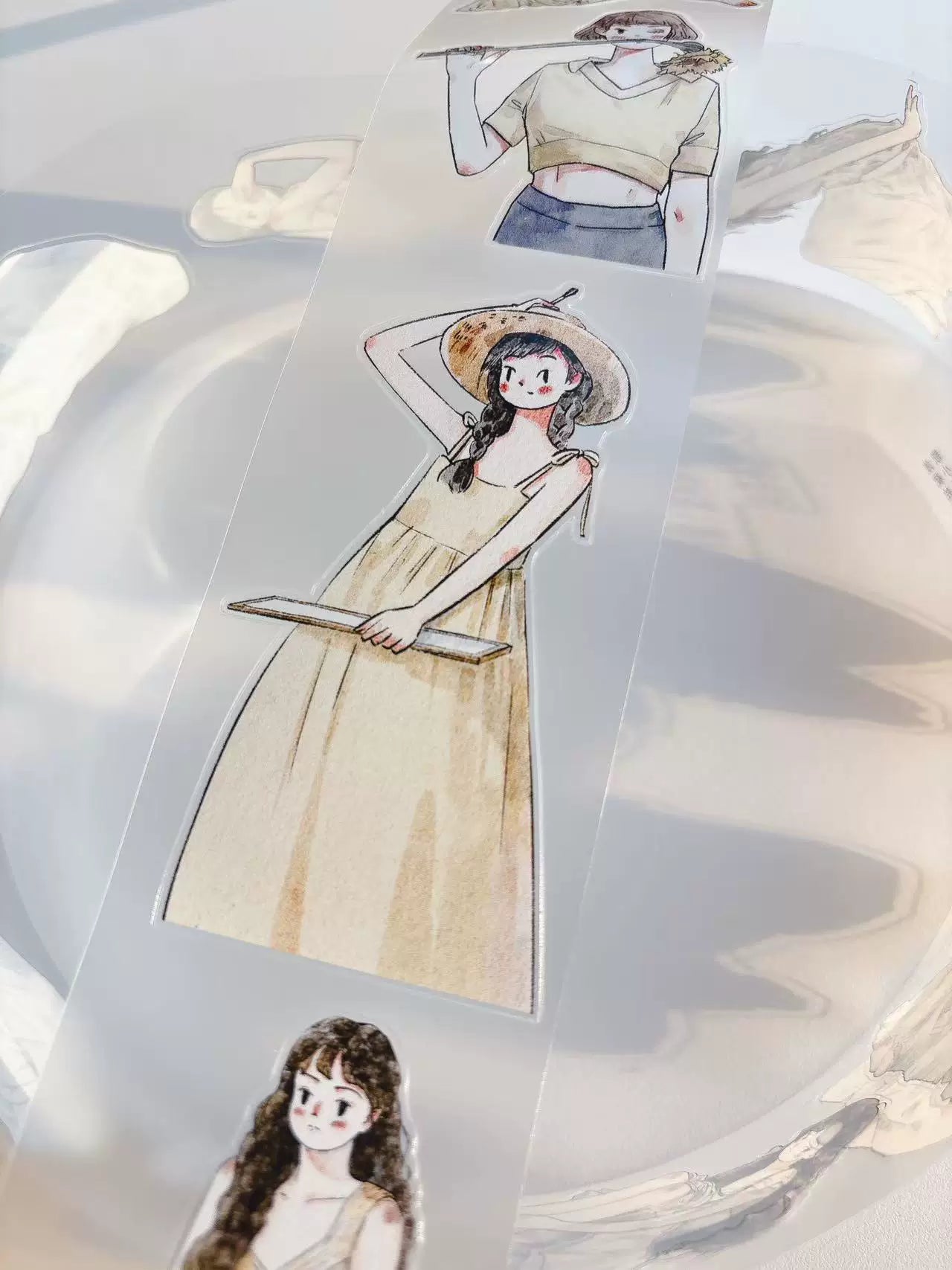 Kaixiaoxun Vol11【Light Skirt Pick Up】 Pre-Cut Long Loop Washi/Matte PET Tape for Scrapbook Supplies,Junk Journal Supplies