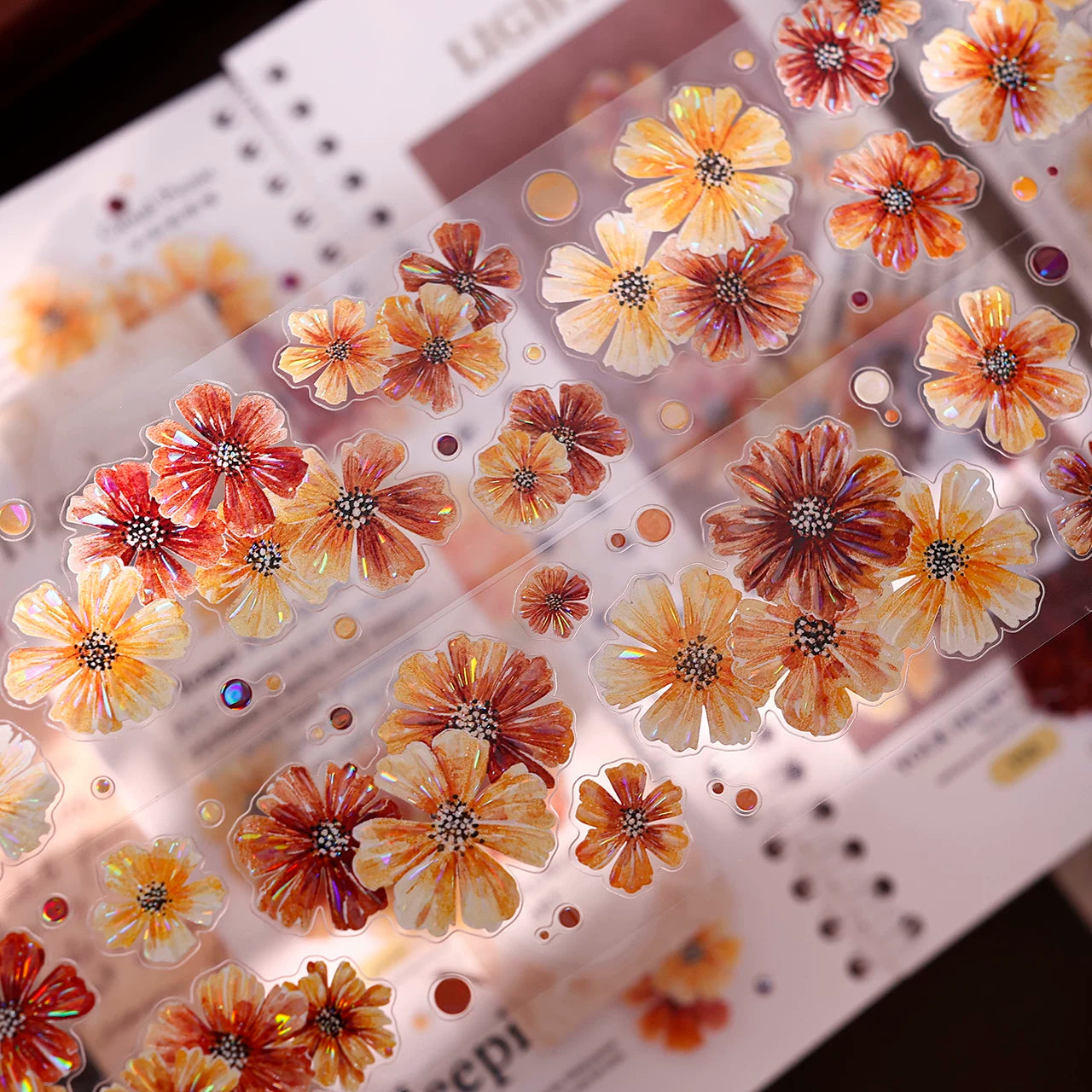 XiaoBaiJia【Autumn Brown Fragrant Flowers】Orginal Design Washi Pet Floral Tape Light Retro Landscaping Stickers