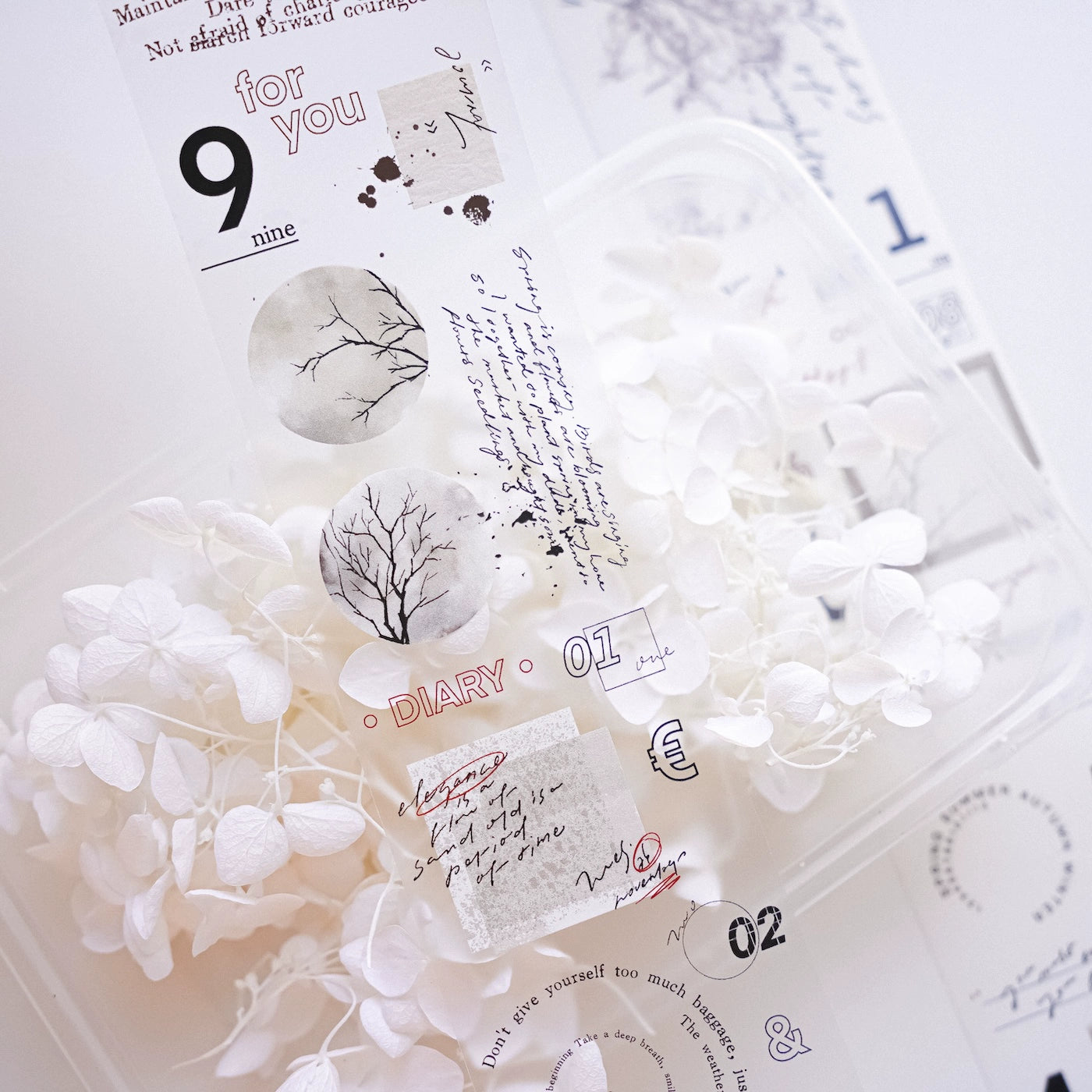 YuanZi Vol7【Sepia Letters】Orginal Design Washi/Pet English Text Tape Light Retro Stickers,for Scrapbook Supplies,Scrapbook Tape Stickers,Junk Journal Supplies