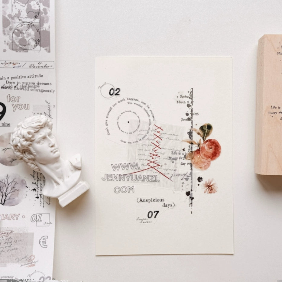 Yuanzi Vol7【Text Primer Series】Upgraded Rubber Retro Maple Stamp for Washi Tape