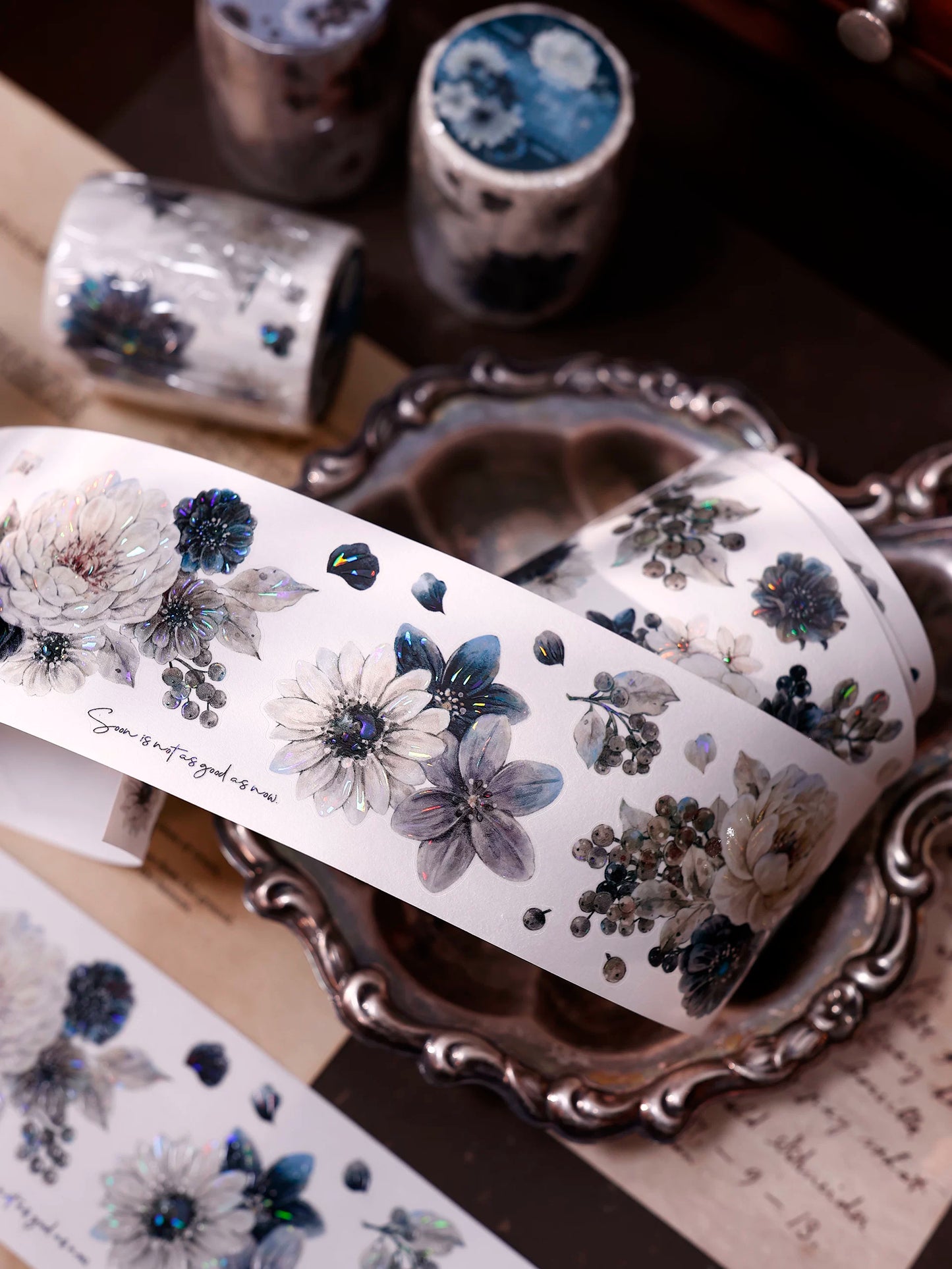 XiaoBaiJia【Old Color Floral Traces】Pre-cut Floral Orginal Design Taiwan Washi Pet Tape Light Retro Stickers