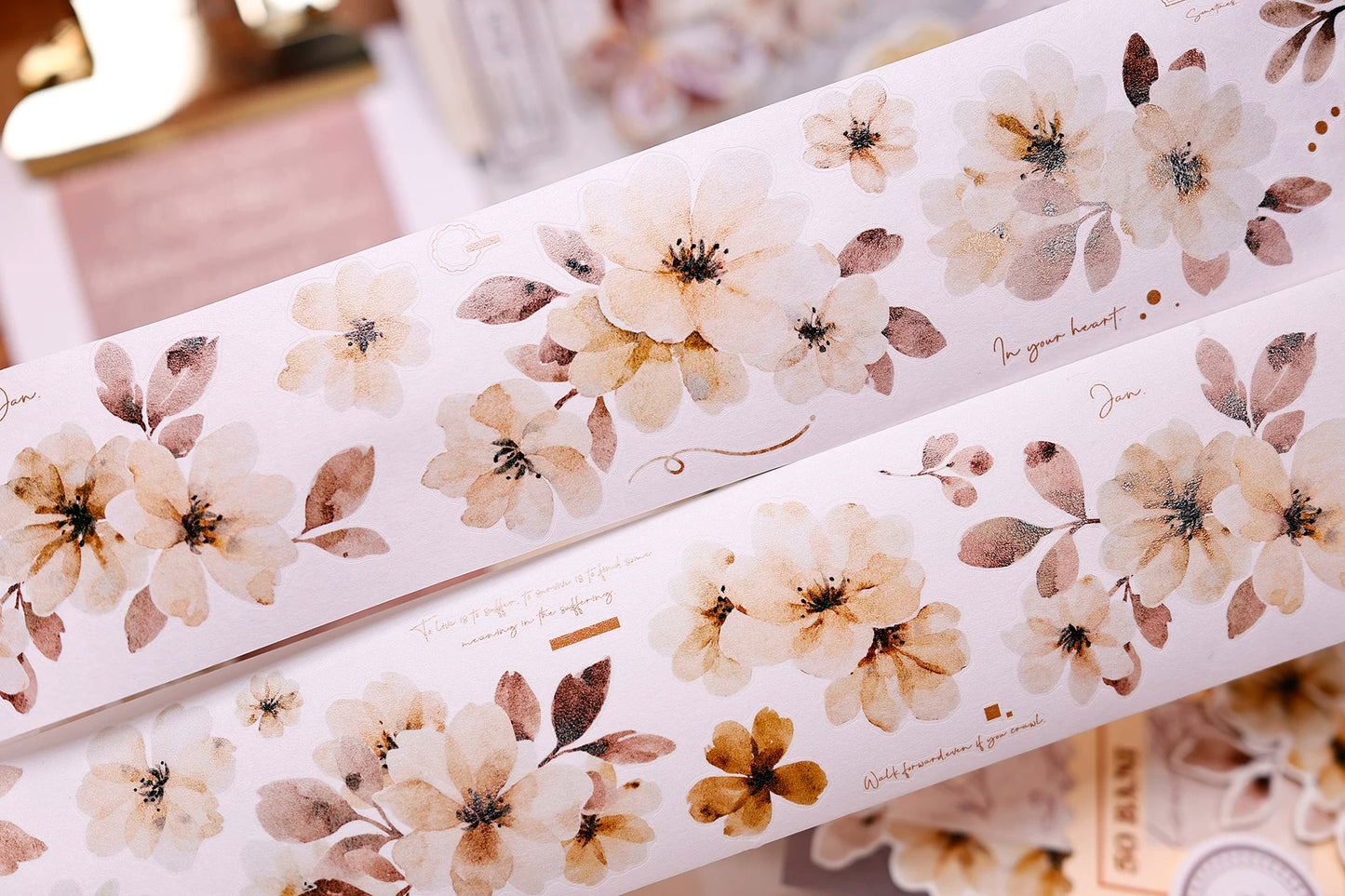XiaoBaiJia Salt Series【Warm Yellow Fragrant Branches】Pre-cut Orginal Design Washi/Pet Tape Light Retro Stickers