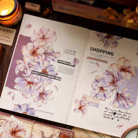 XiaoBaiJia 【Roseleaf Raspberry】Orginal Design Washi/Pet Tape Light Retro Landscaping Stickers,for Scrapbook Supplies,Scrapbook Tape Stickers,Junk Journal Supplies