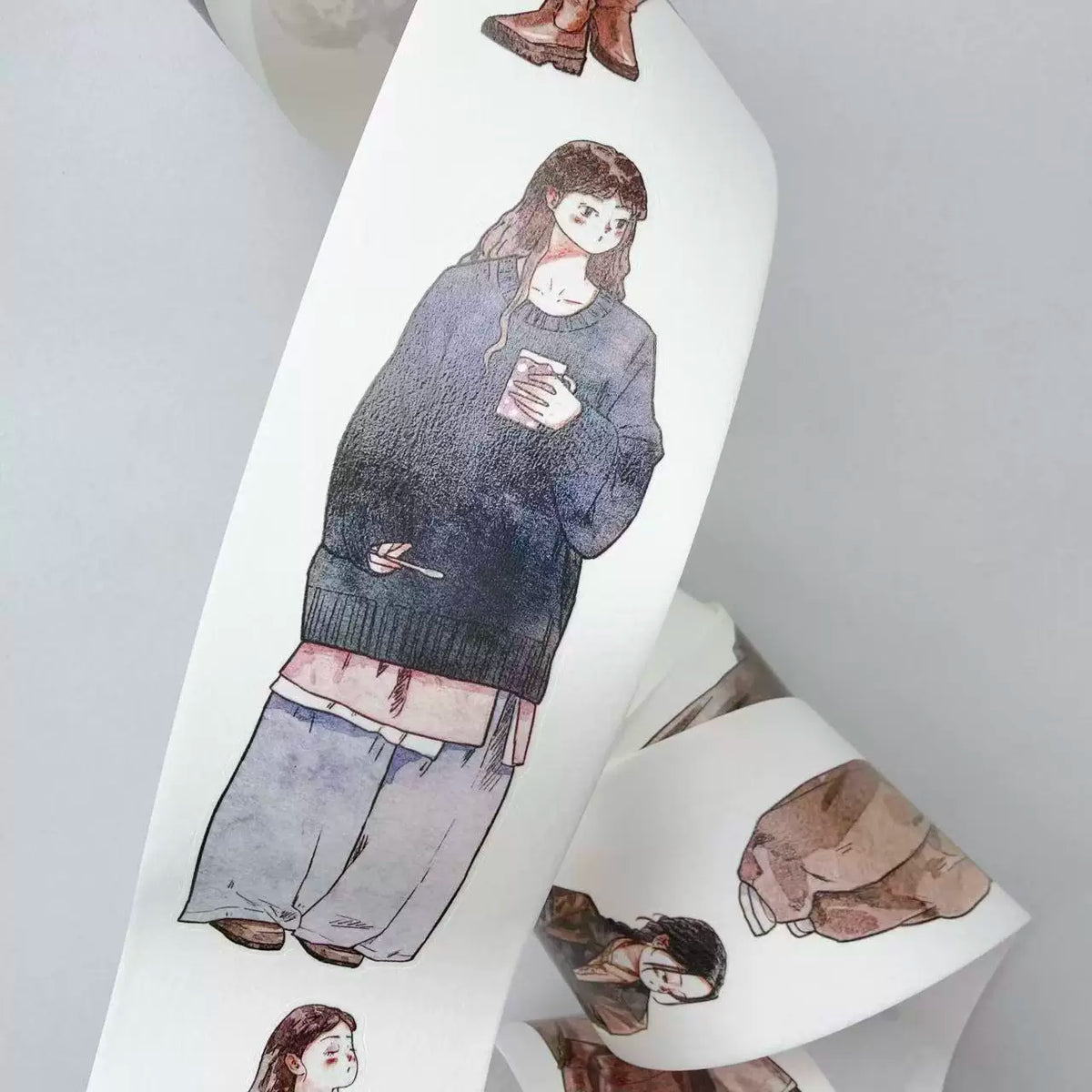 Kaixiaoxun Vol14【Late Autumn】 Pre-Cut Long Loop Washi/Matte PET Tape for Scrapbook Supplies,Junk Journal Supplies