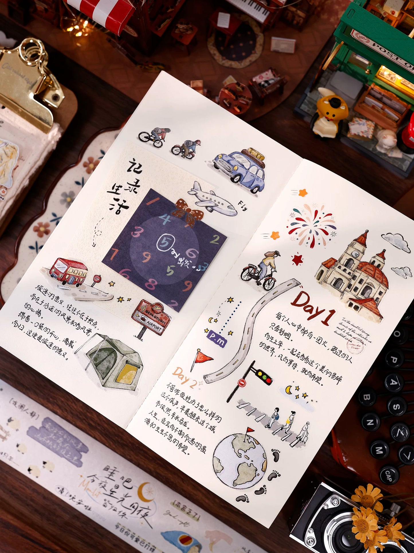 XiaoBaiJia Salt Series【Journey】Pre-cut Orginal Design Travel Scenery Text Washi/Pet Tape Light Retro Stickers