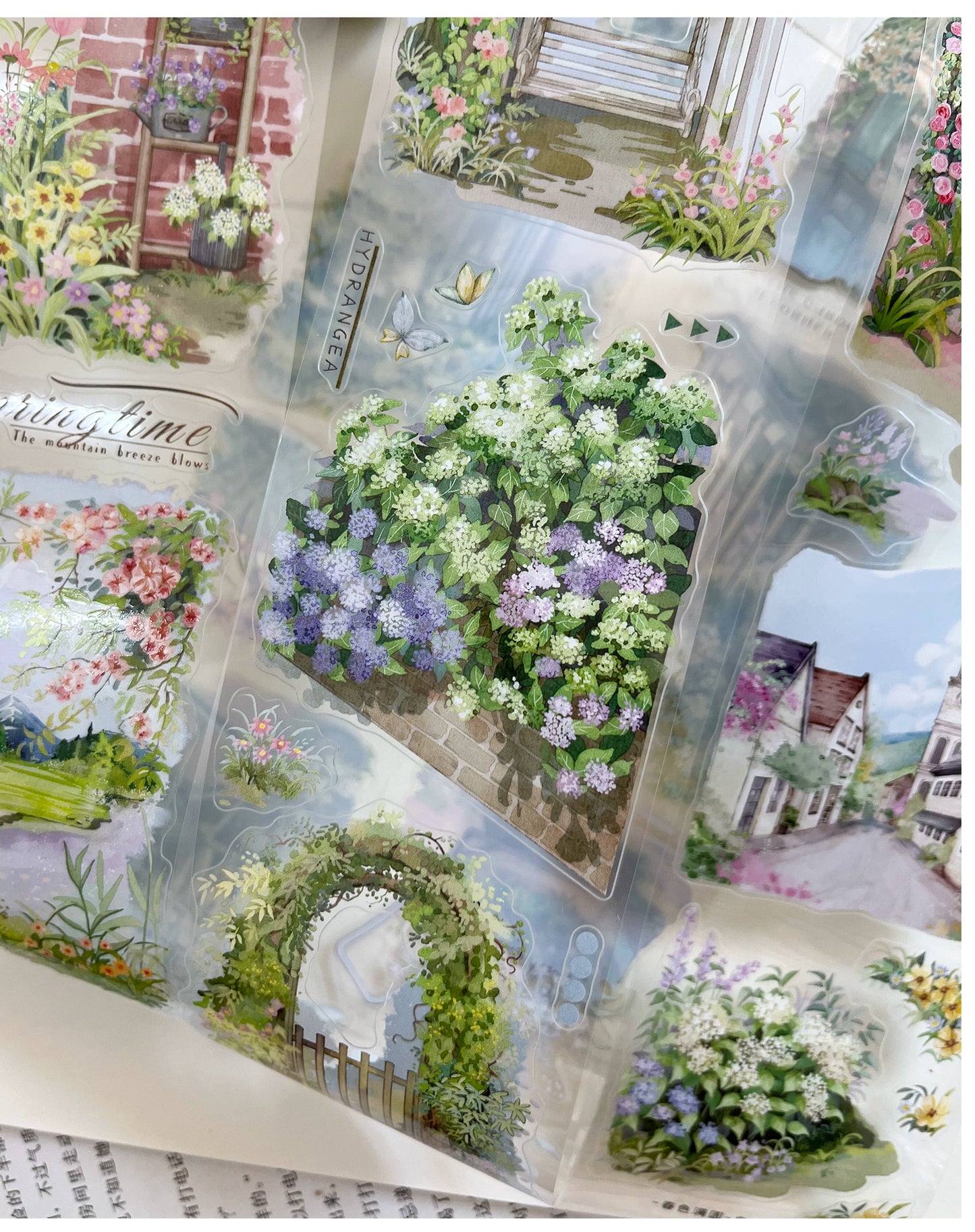 ZiYuanSu【Spring's Colors Fill Garden】Scene/Landscape Pre-cut Washi/PET Tape,for Scrapbook Supplies,Scrapbook Tape Stickers,Junk Journal Supplies