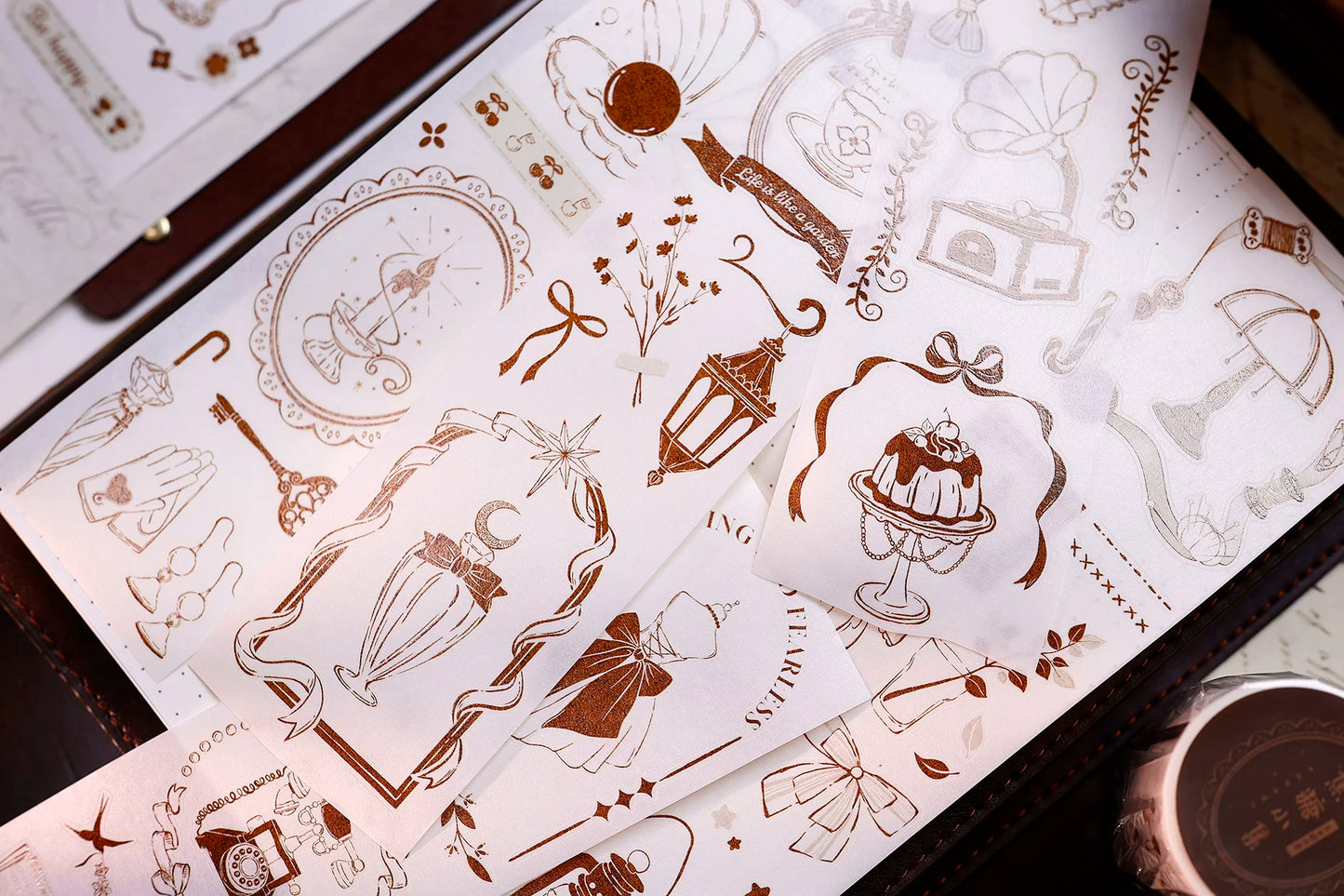 XiaoBaiJia Salt Series【Caramel Collection】Pre-cut Orginal Design Vintage Small Decorative Frame Washi/Pet Tape Light Retro Stickers